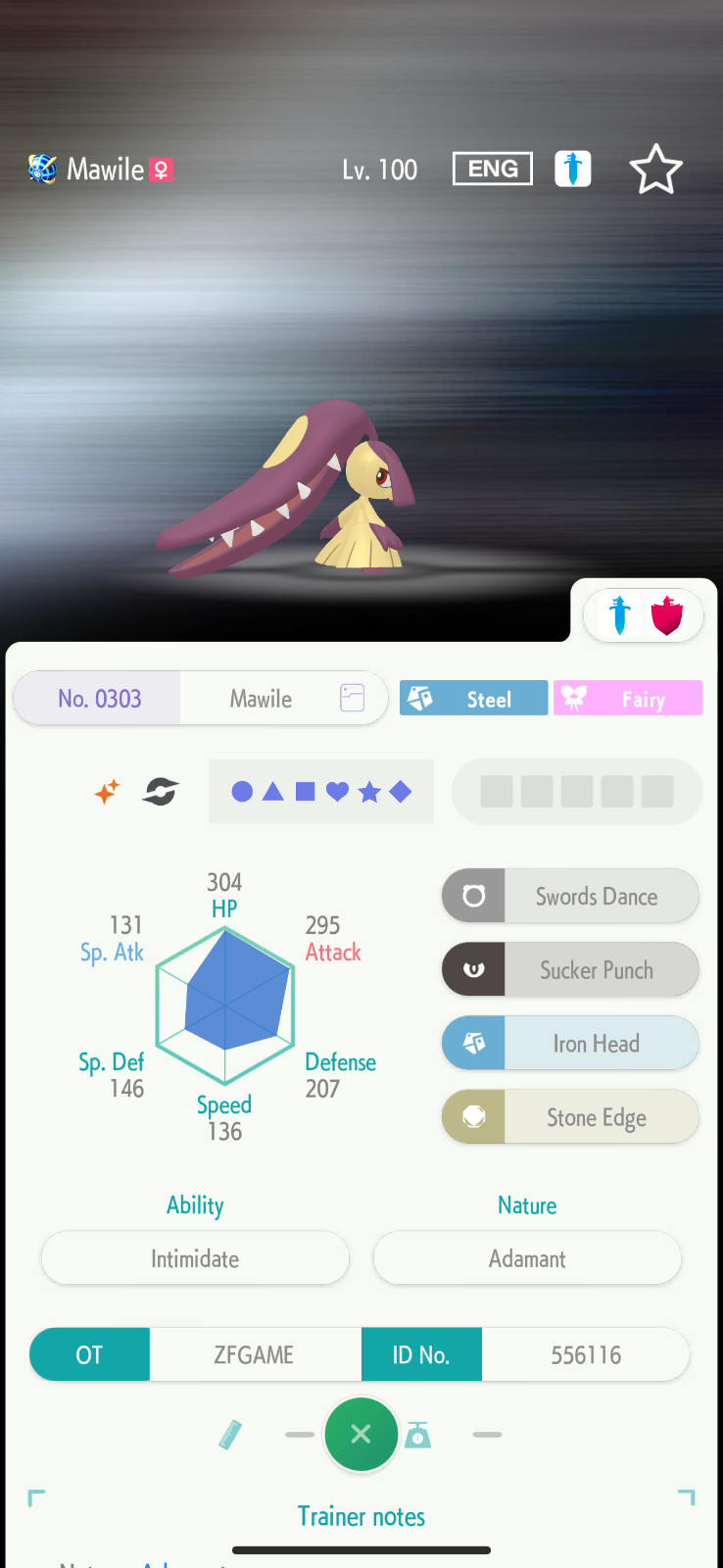 ✨6IV SHINY Mawile + EVS🚀 POKEMON HOME✨Champions✨Online delivery⚡