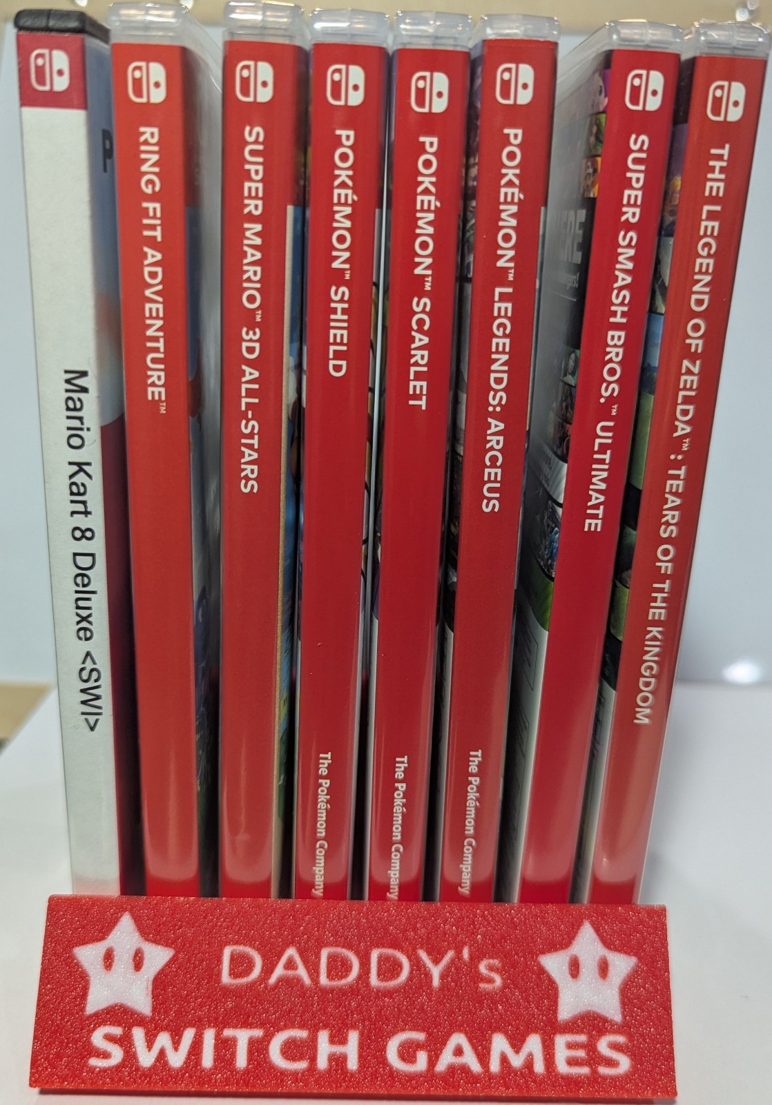 Nintendo Switch Game Case Holder / Stand – Custom Text on Swappable Face Plate