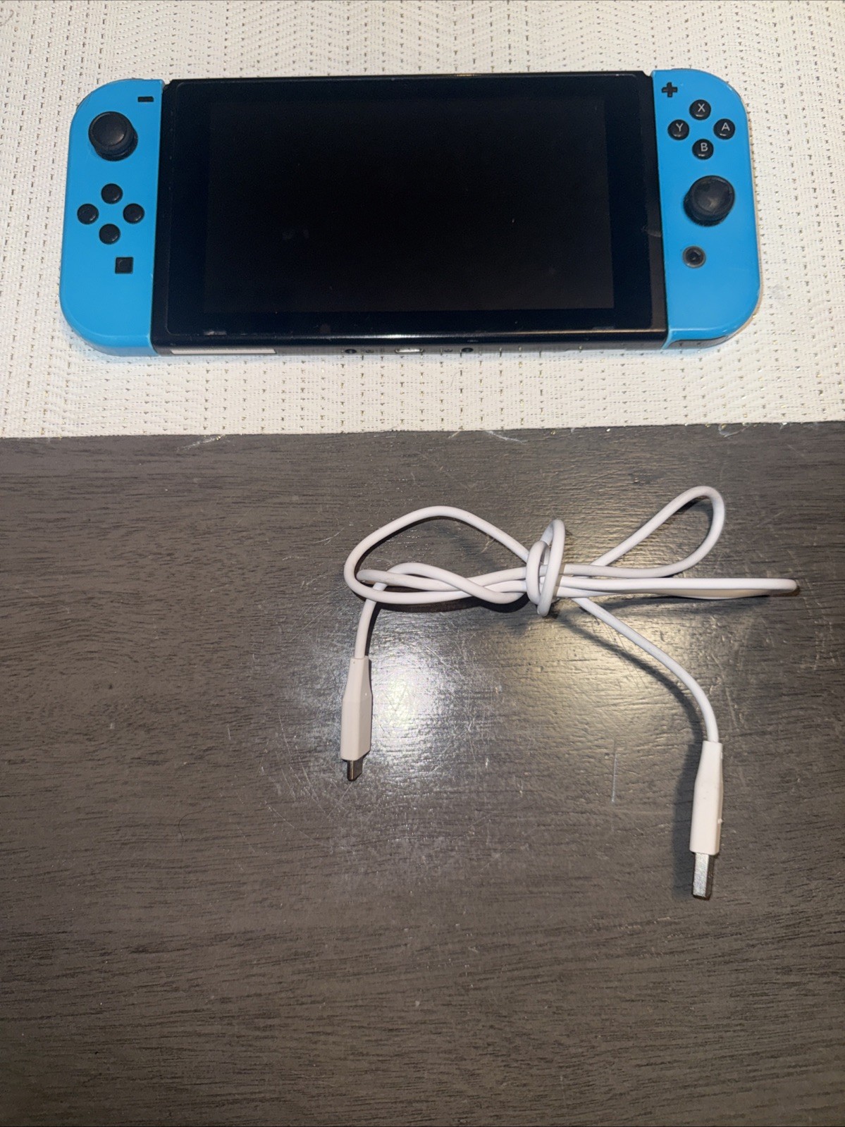 Nintendo Switch HAC-001/01 Console W/ Blue Joy-Con Controllers With Cable