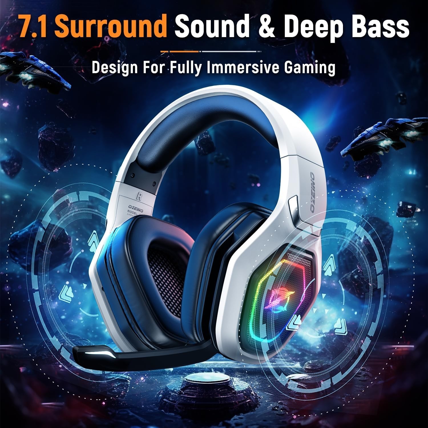 Stylish Wireless Gaming Headset with 40-Hour Playtime & Superior Sound Isolation