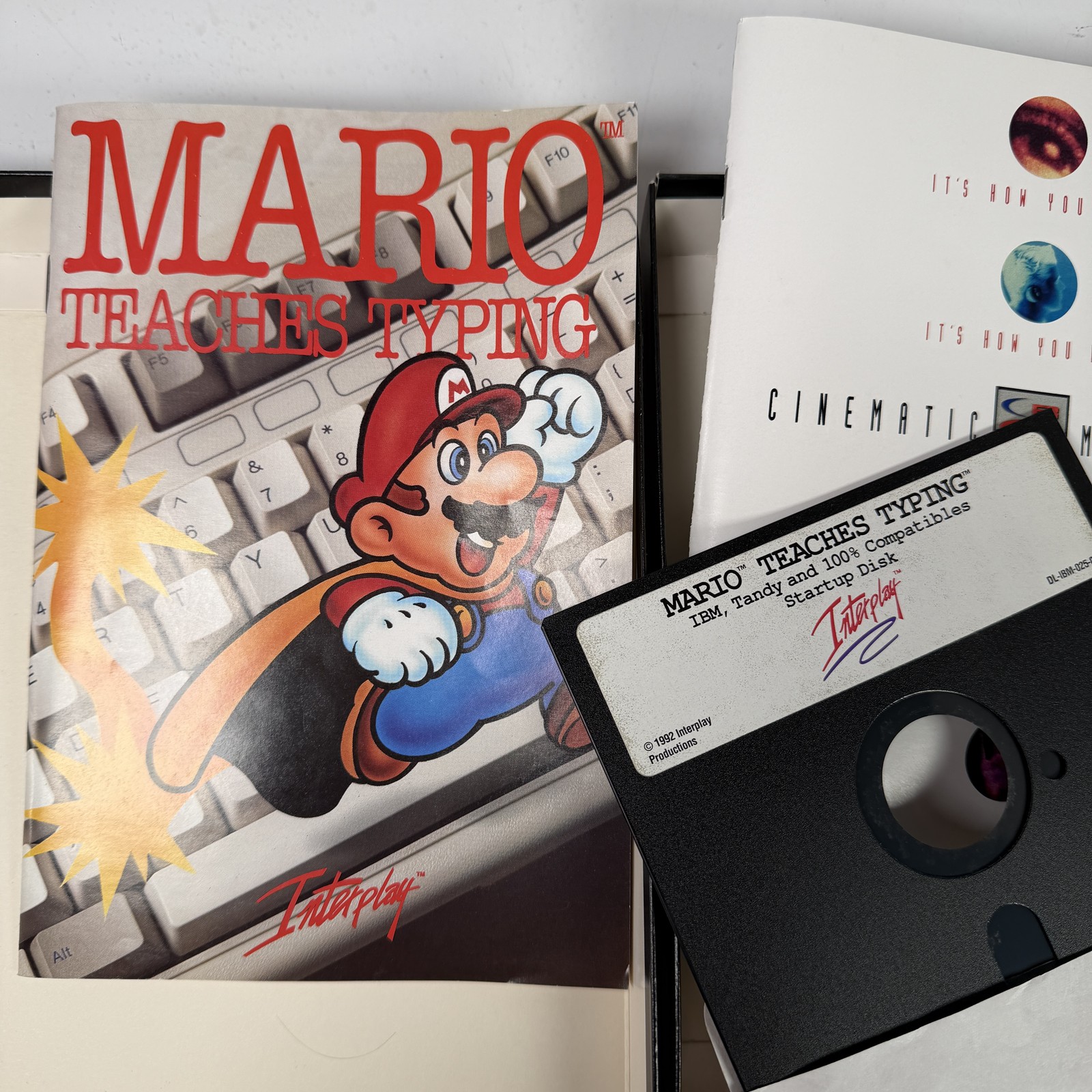 Mario Teaches Typing IBM PC Tandy DOS Floppy Disk Big Box Game Interplay 1992