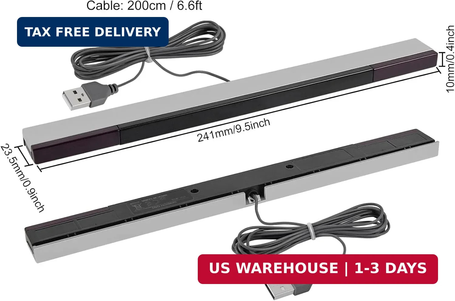 Aokin USB Sensor Bar for Wii, Replacement Wired Infrared Ray Sensor Bar for Nint