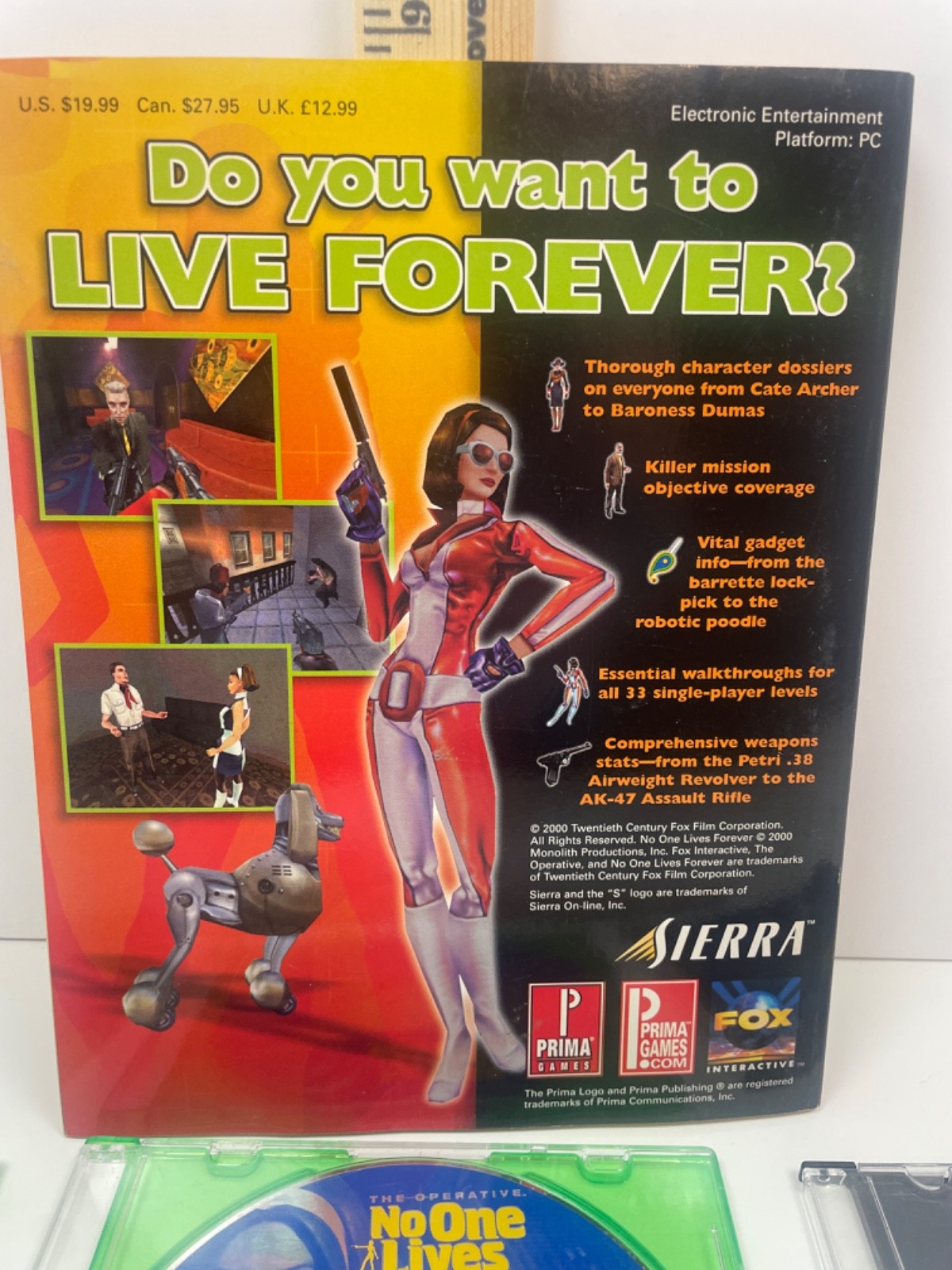 The Operative No One Lives Forever PC Game 2001 w/ strategy guide, music CD