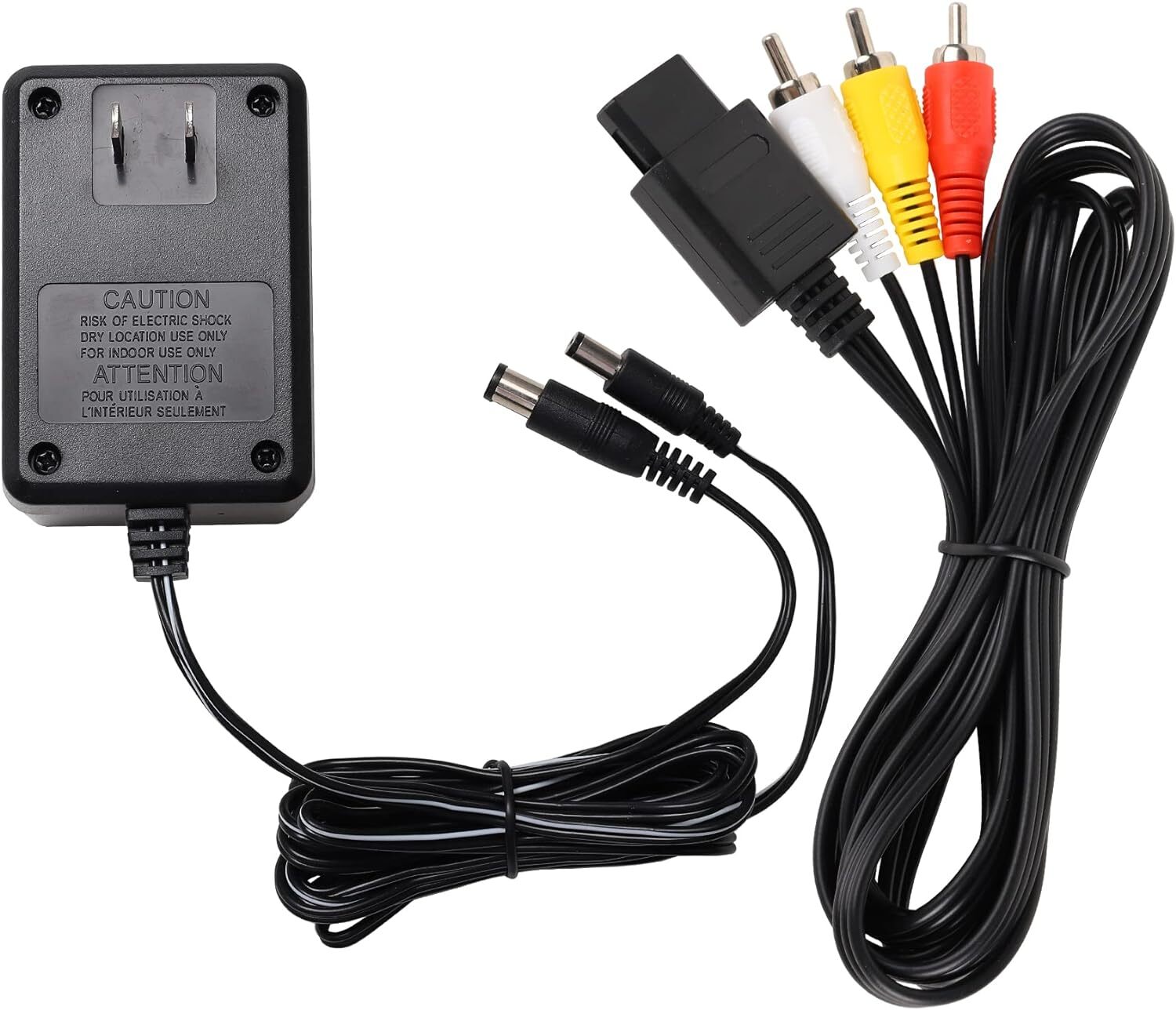 Audio AV RCA+AC Cable Power Supply Adapter Cord For Super Nintendo SNES Game Set
