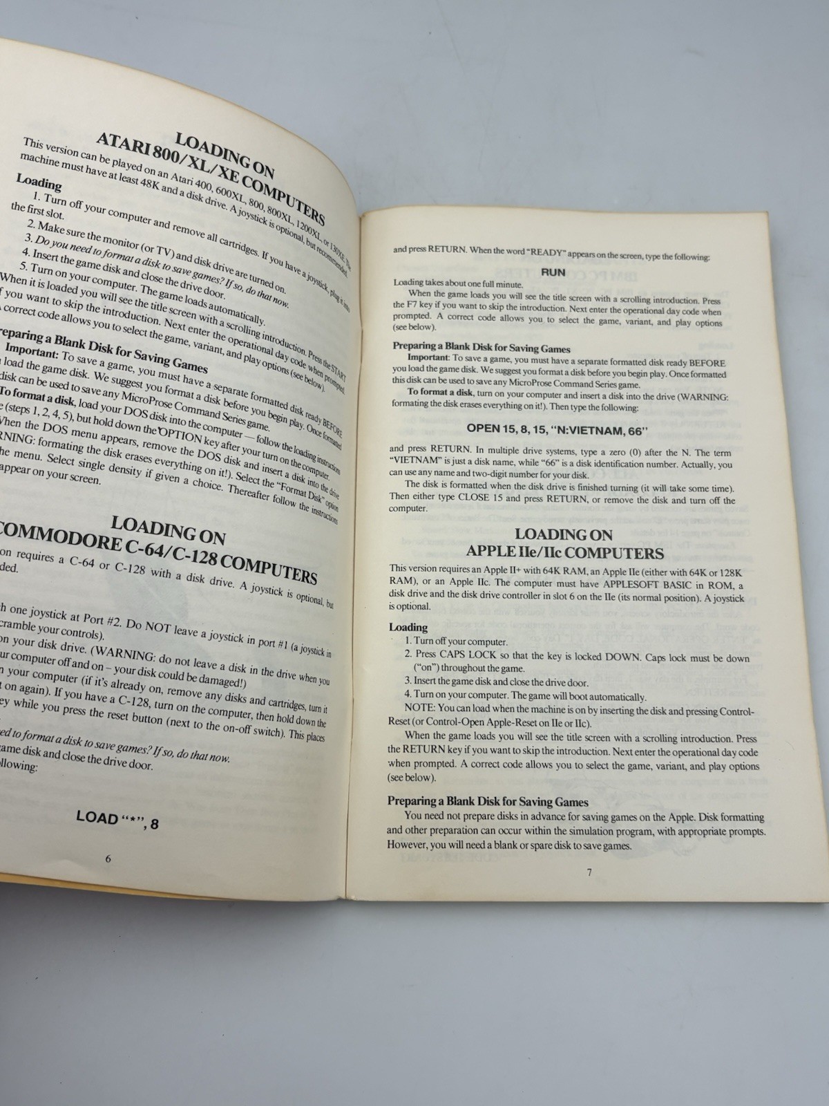 CONFLICT IN VIETNAM Game Manual ONLY Commodore 64 Apple II Atari 400/800/1200