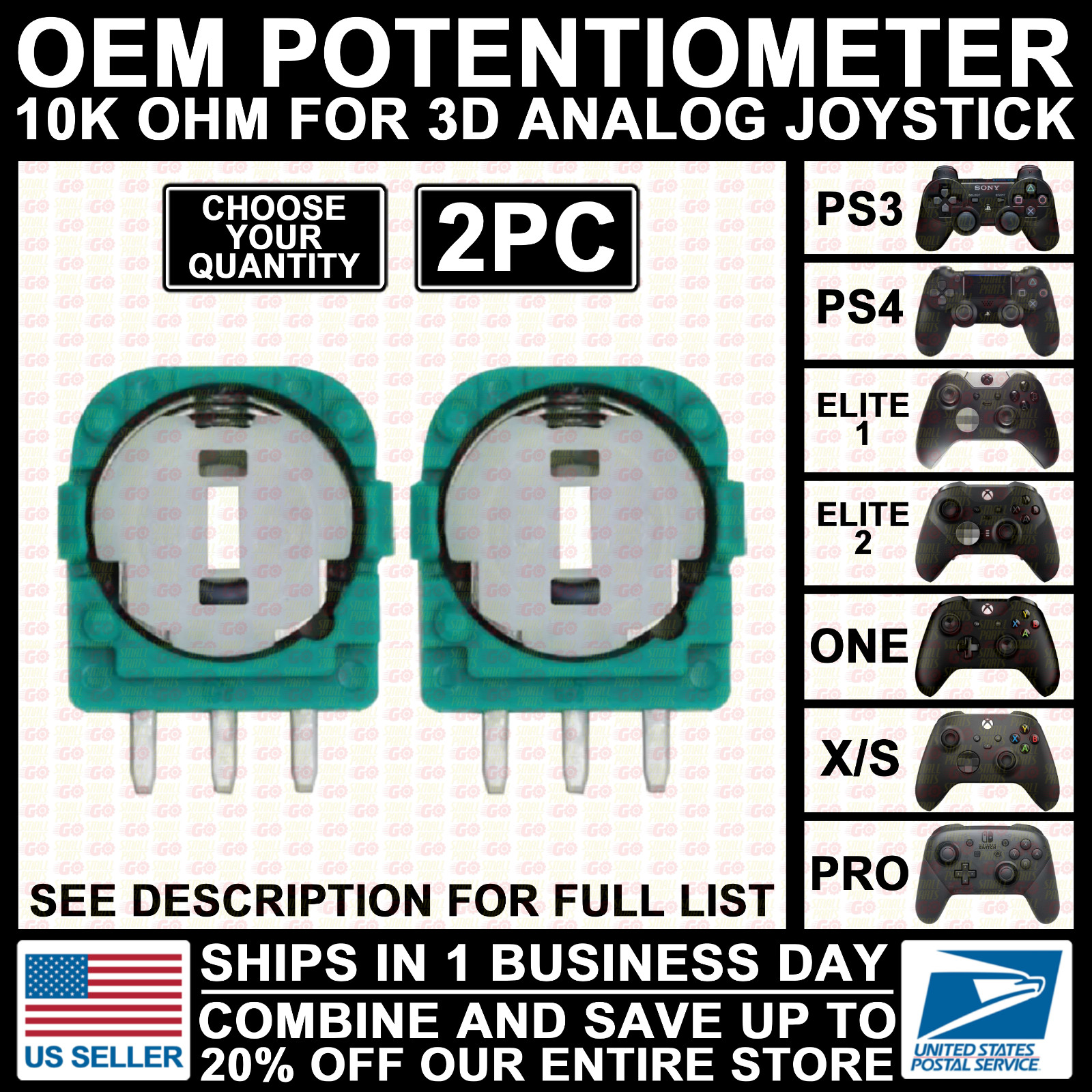 OEM Analog 3D Joy Stick Potentiometer PS3/PS4/Xbox One/Elite/Series/X/Switch Pro