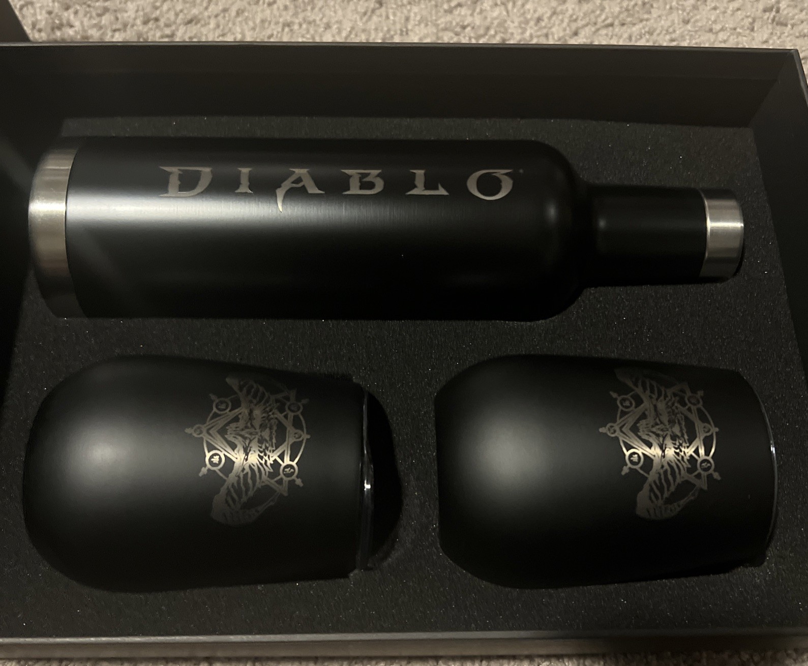 Diablo IV 4 Dev Team Thermos and Wine Cups Set Rare Promotional Brand New