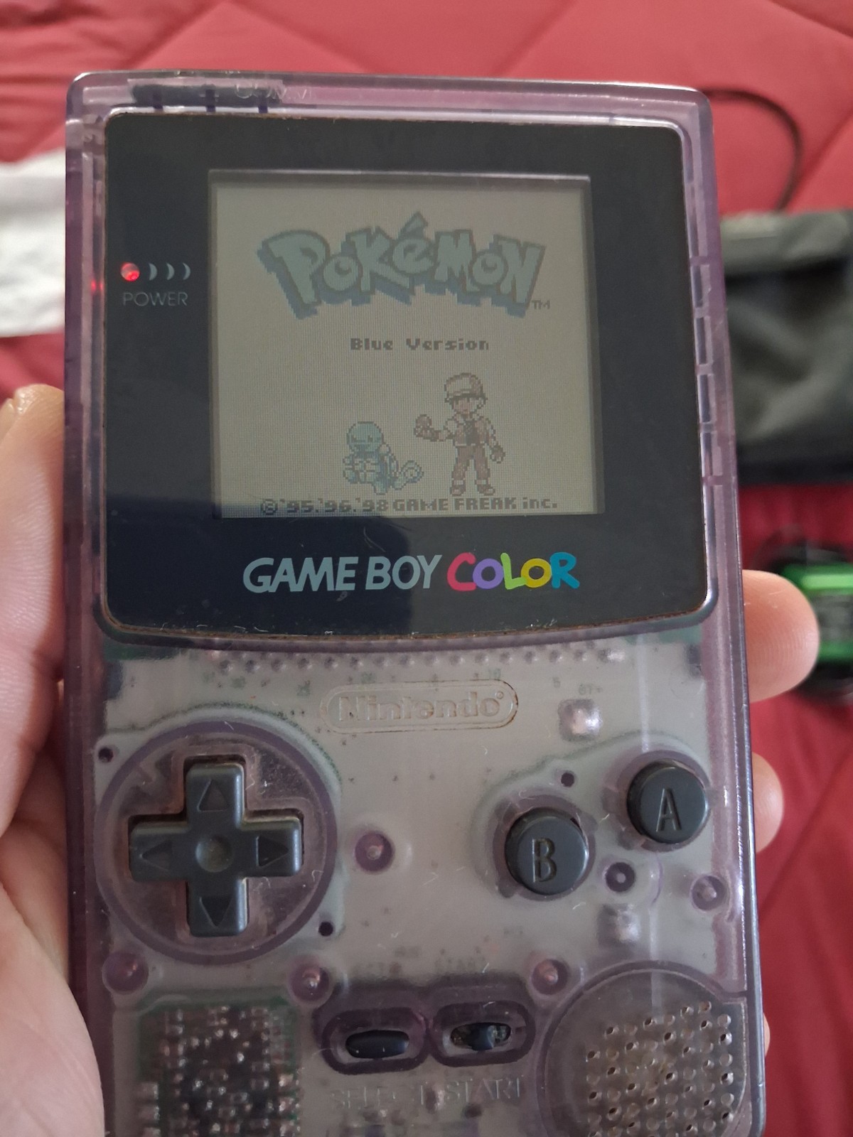 Gameboy Color Atomic Purple W/ 5 Games Case and Charging Cords. All Working GBC