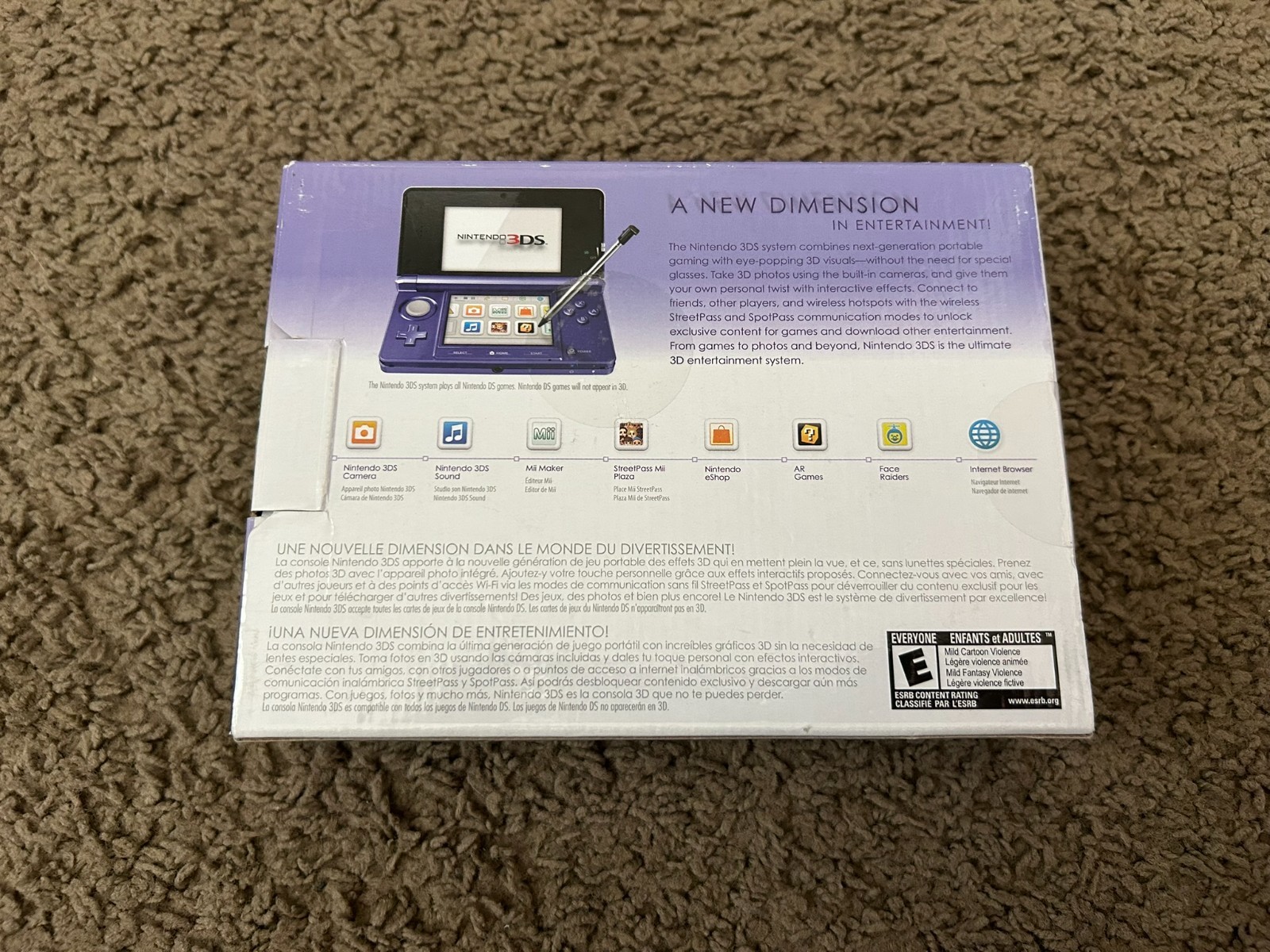 Nintendo 3DS Midnight Purple Handheld System Complete in Box Console