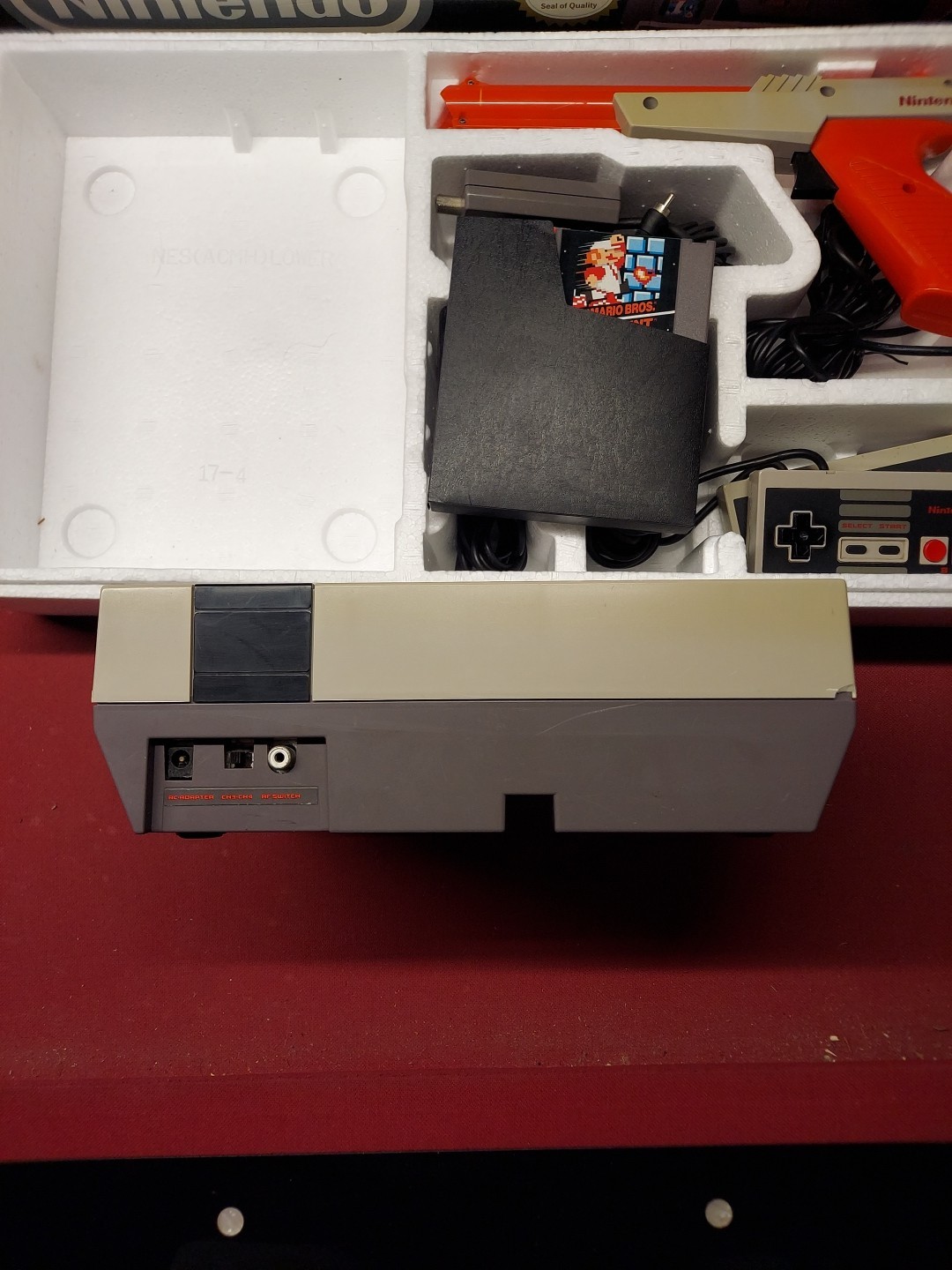 Nintendo NES Action Set Console System Tested Working Controllers Zapper Mario