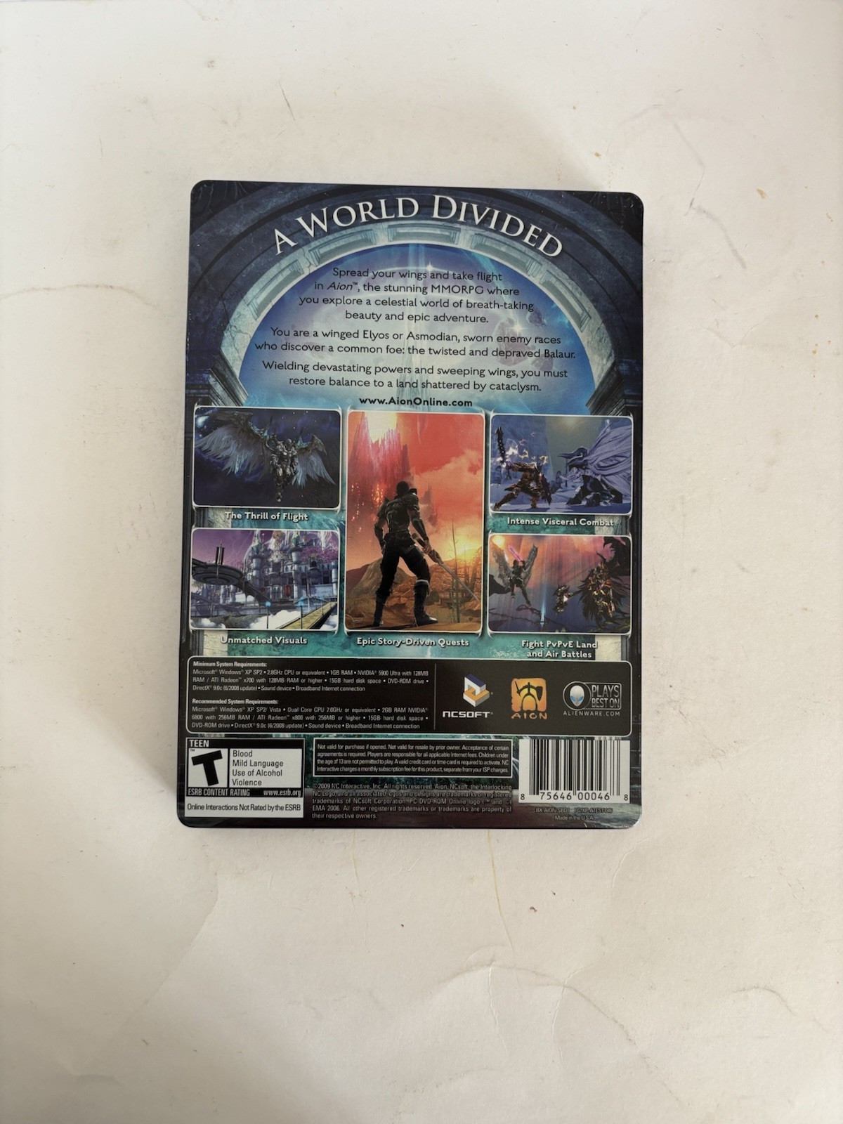 NCsoft Aion PC Online Role Playing Game T-Teen Manual Included DVD-ROM