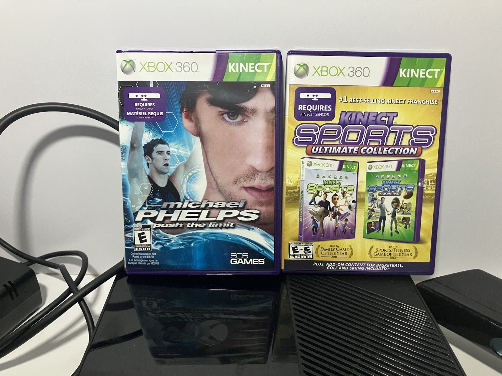 Xbox 360 E 1538 Console 250 GB HD, Cables, Kinect, Games