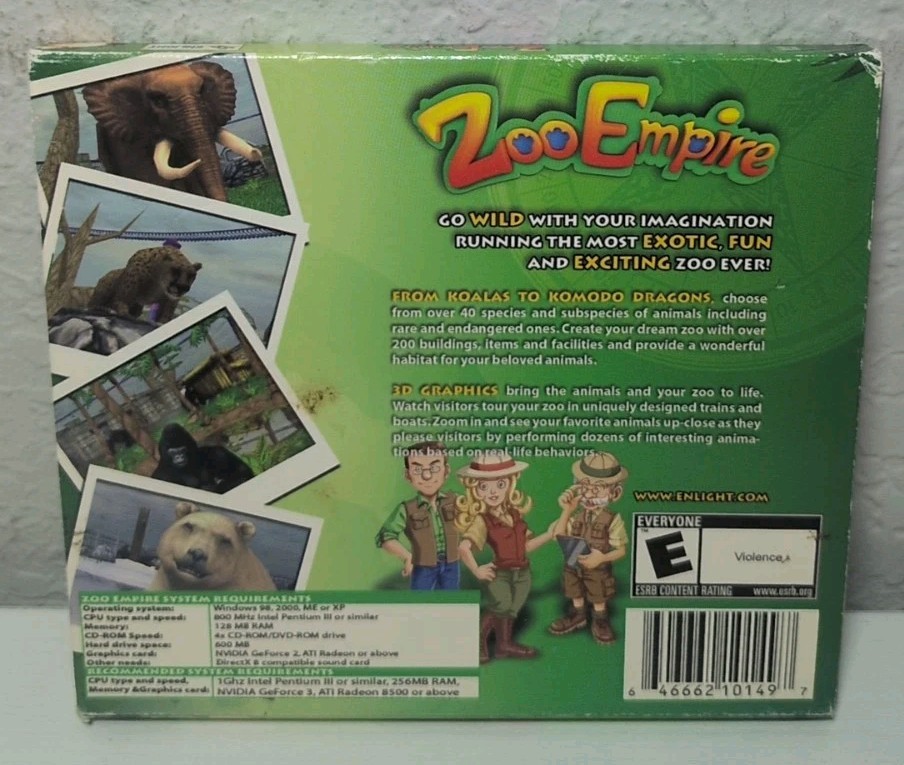 ZOO EMPIRE PC CD-ROM SOFTWARE EVERYONE E RUN THE EXCITING ZOO GAME TYCOON B319