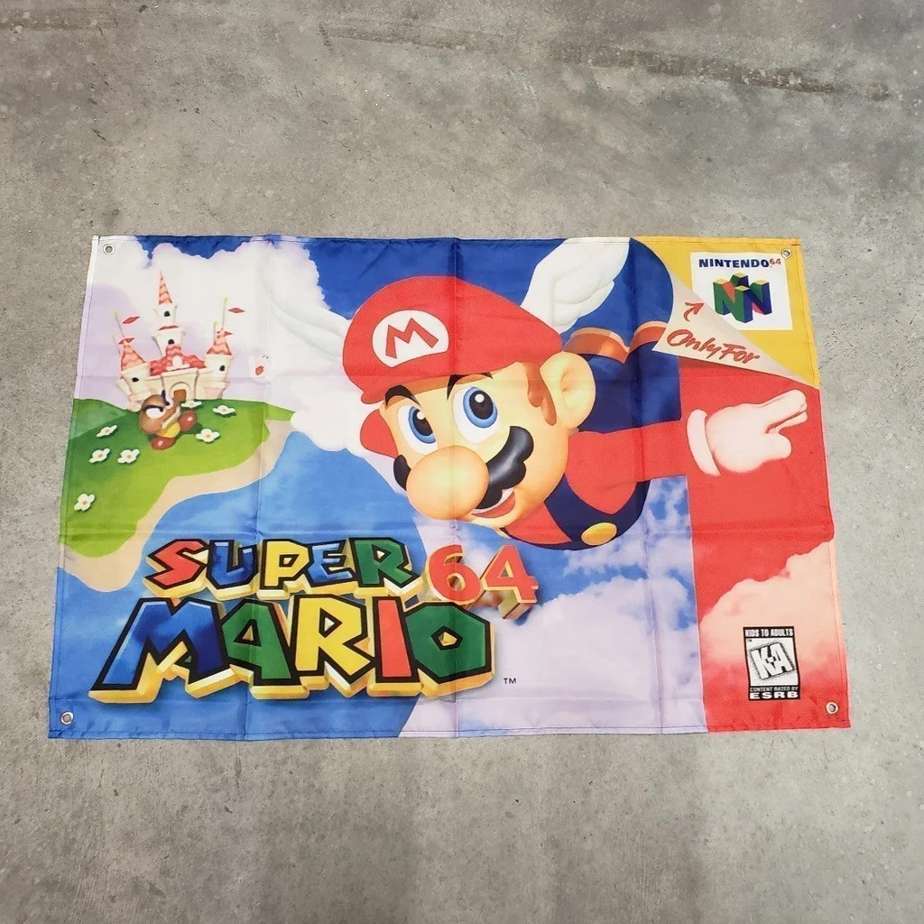 Super Mario 64 Wall Flag Banner Tapestry 2 x 3 Ft, N64