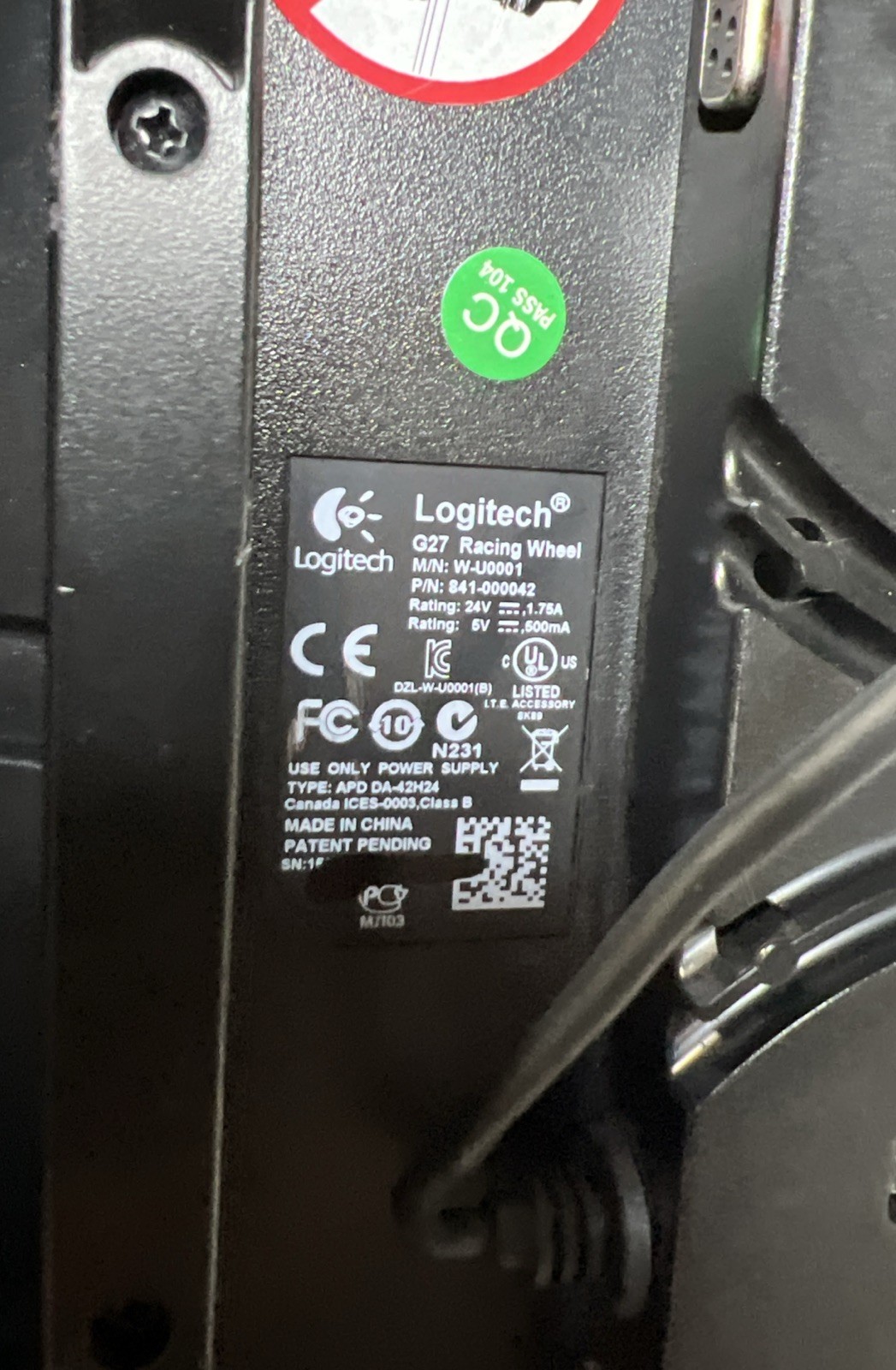Logitech G27 Steering Wheel Only PS3 PC Racing Sim Base Usb – Works GREAT!