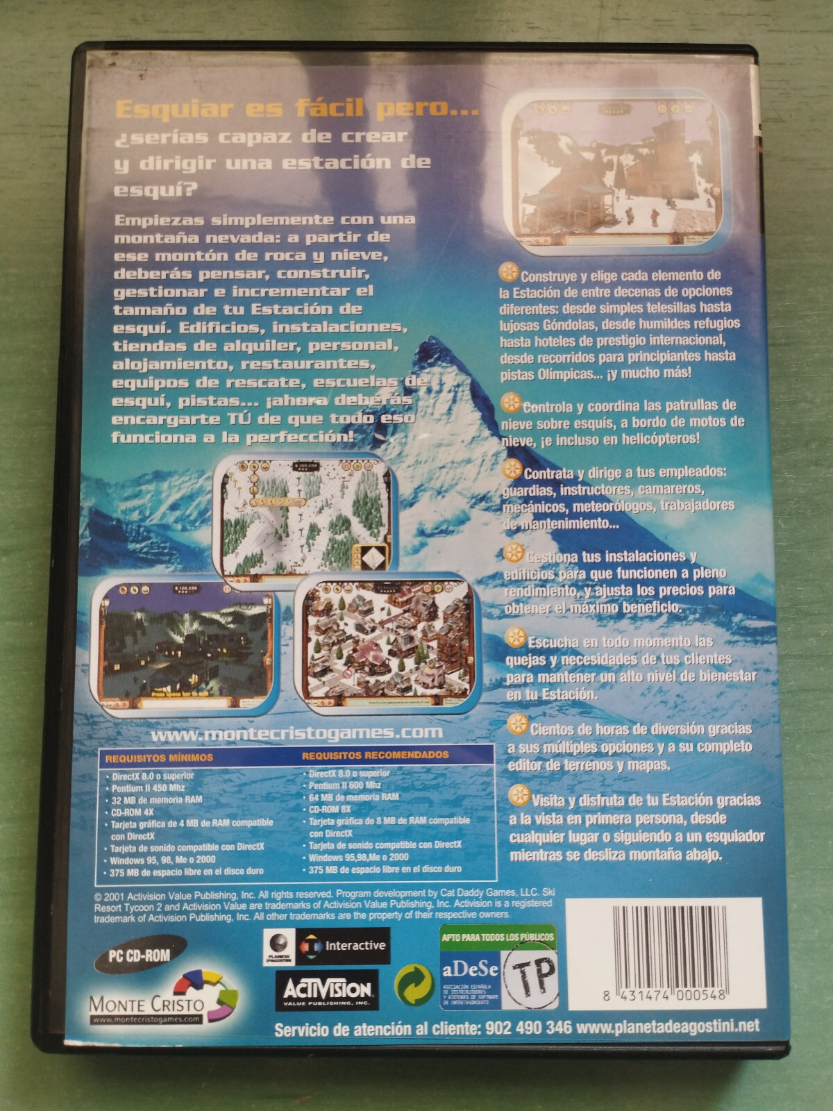Ski Resort Tycoon II Activision – PC CD-ROM Game Spain Ed.