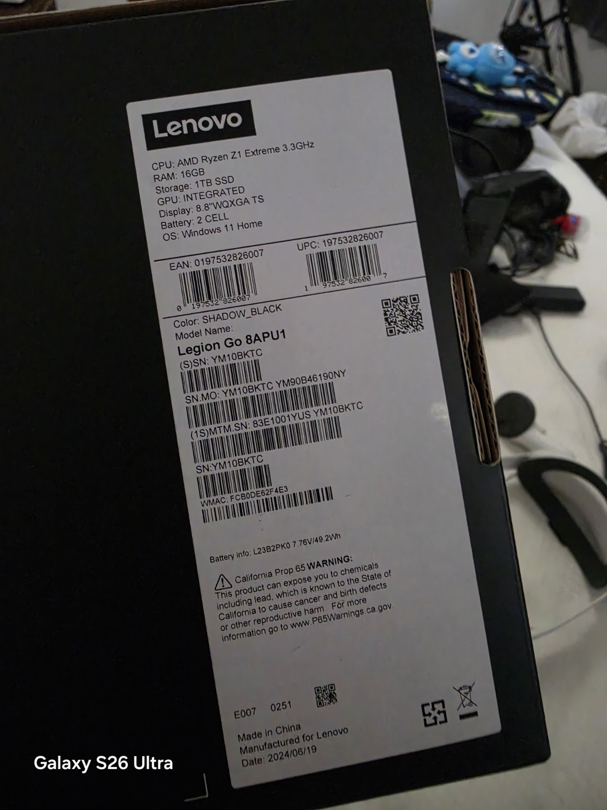 Lenovo Legion Go 8APU1 1TB Handheld System, Black, Wi-Fi, USB-C, w/ Case