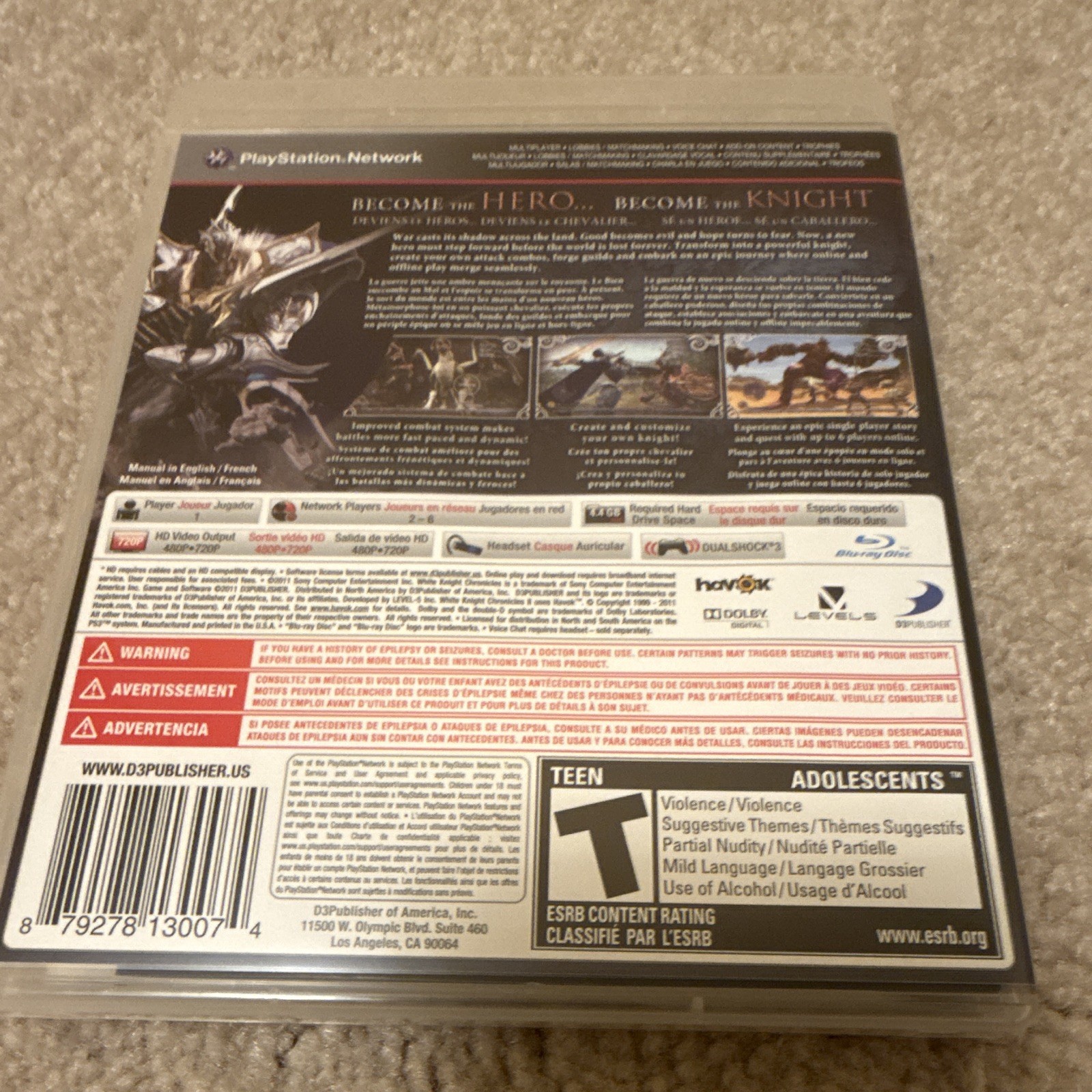 D3Publisher White Knight Chronicles II Sony PlayStation 3 Multiplayer T NTSC-U/C
