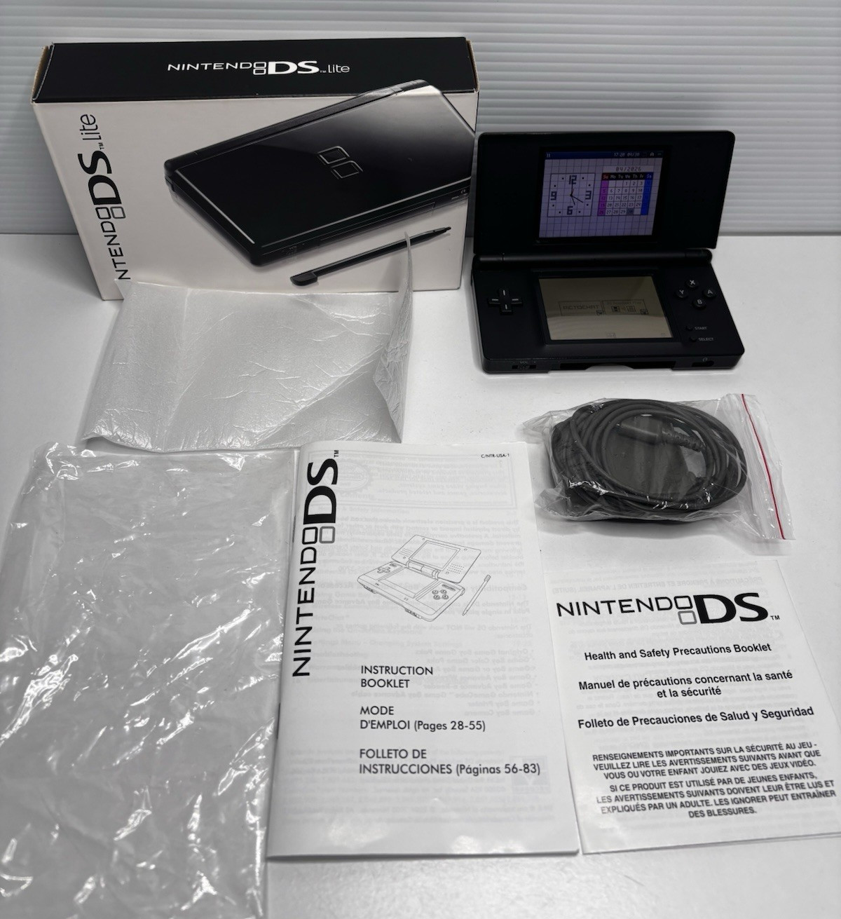 Nintendo DS Lite Onyx Black Console w/ Box CIB Tested Complete