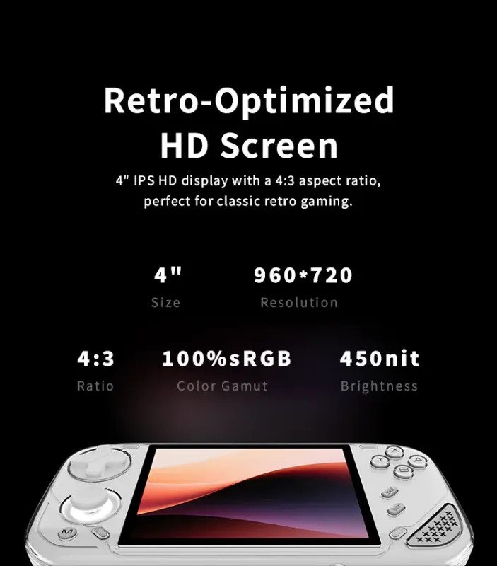 MINILOONG POCKET 1 Modular Retro Handheld Emulator 4″ 4:3 IPS RGB Hall Joystick