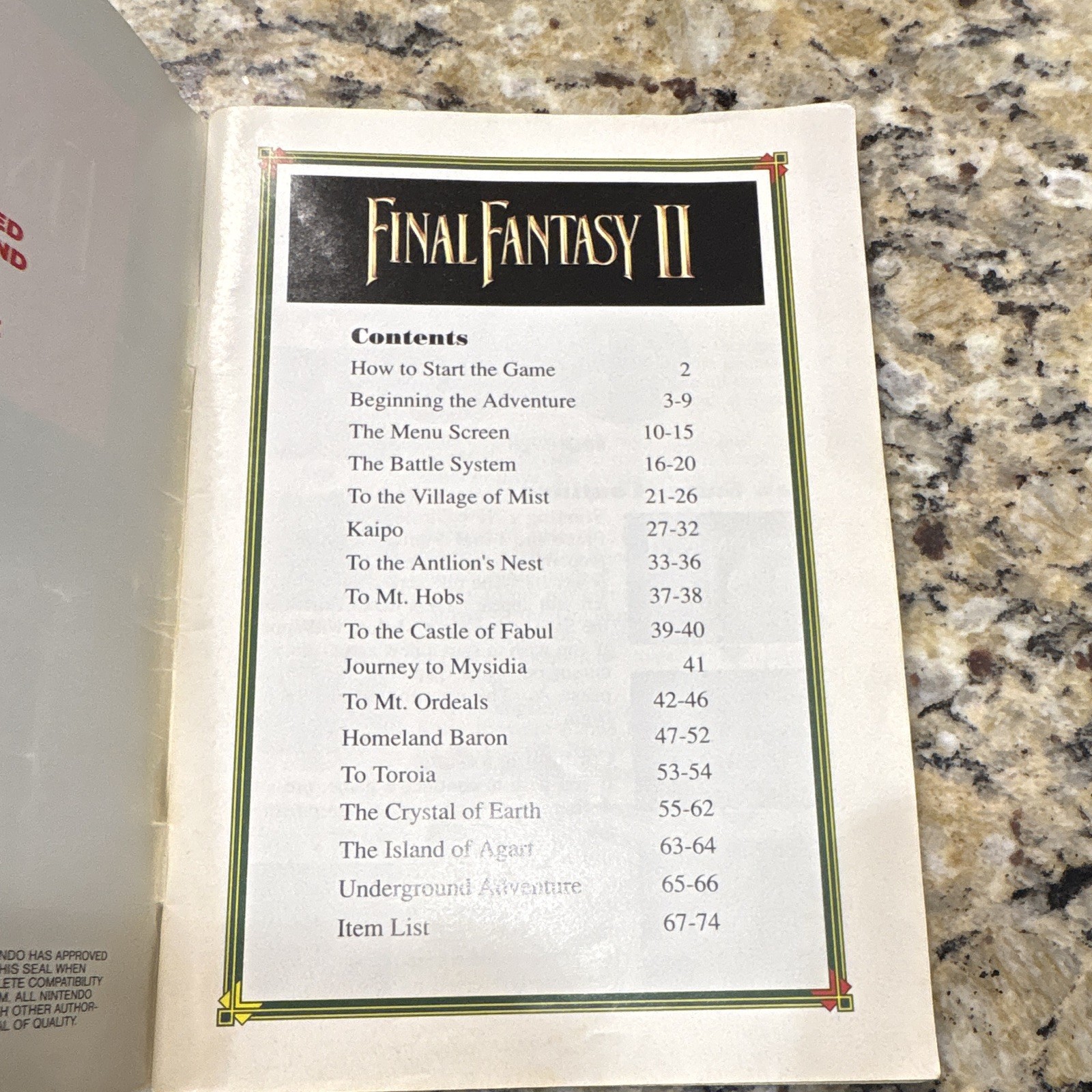 Square Final Fantasy II (Nintendo SNES) NTSC-U/C Role Playing Game w/ Manual