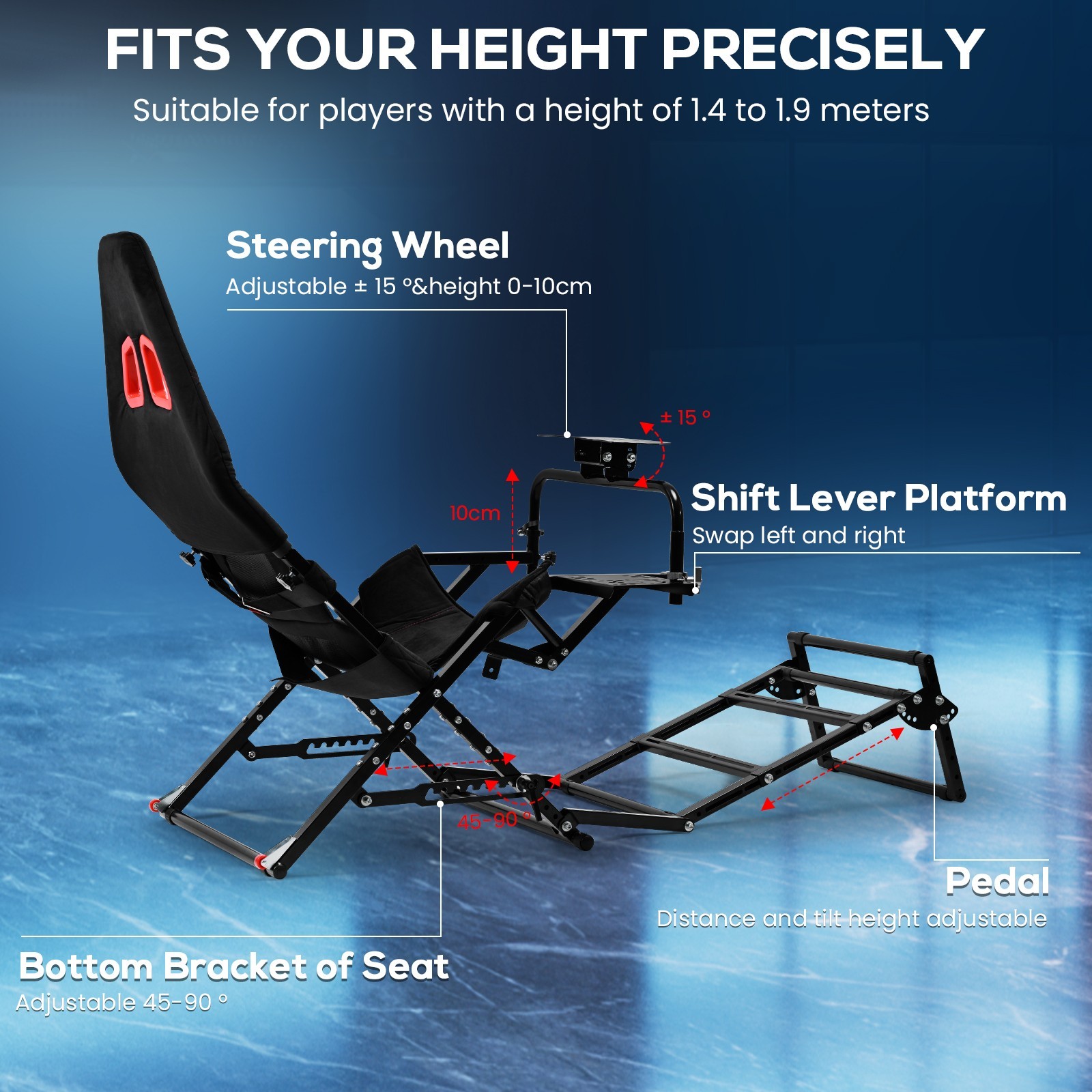 Minneer Foldable Racing Simulator Cockpit Fit Logitech G29G923 Moza Thrustmaster