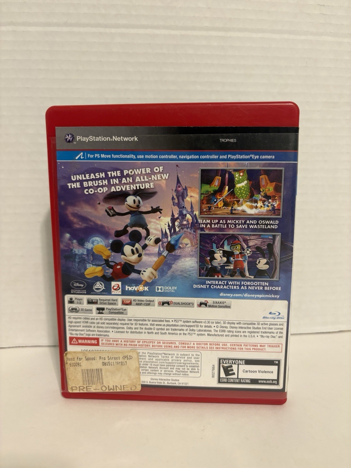 Disney Epic Mickey 2 The Power of Two (Sony PS3, 2012) CIB ! SHIPS FREE!