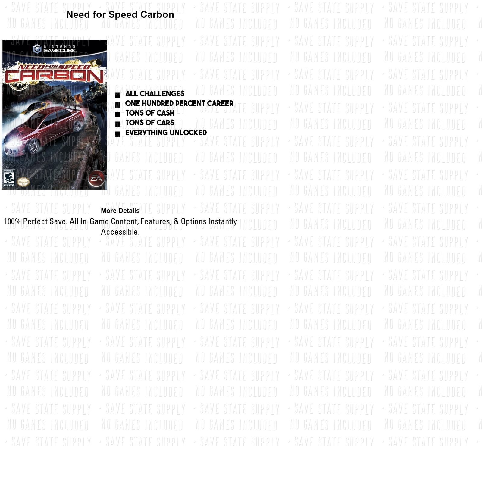 Need For Speed 100% Save Pack 8MB Gamecube GC Memory Card Unlocked Complete 2025