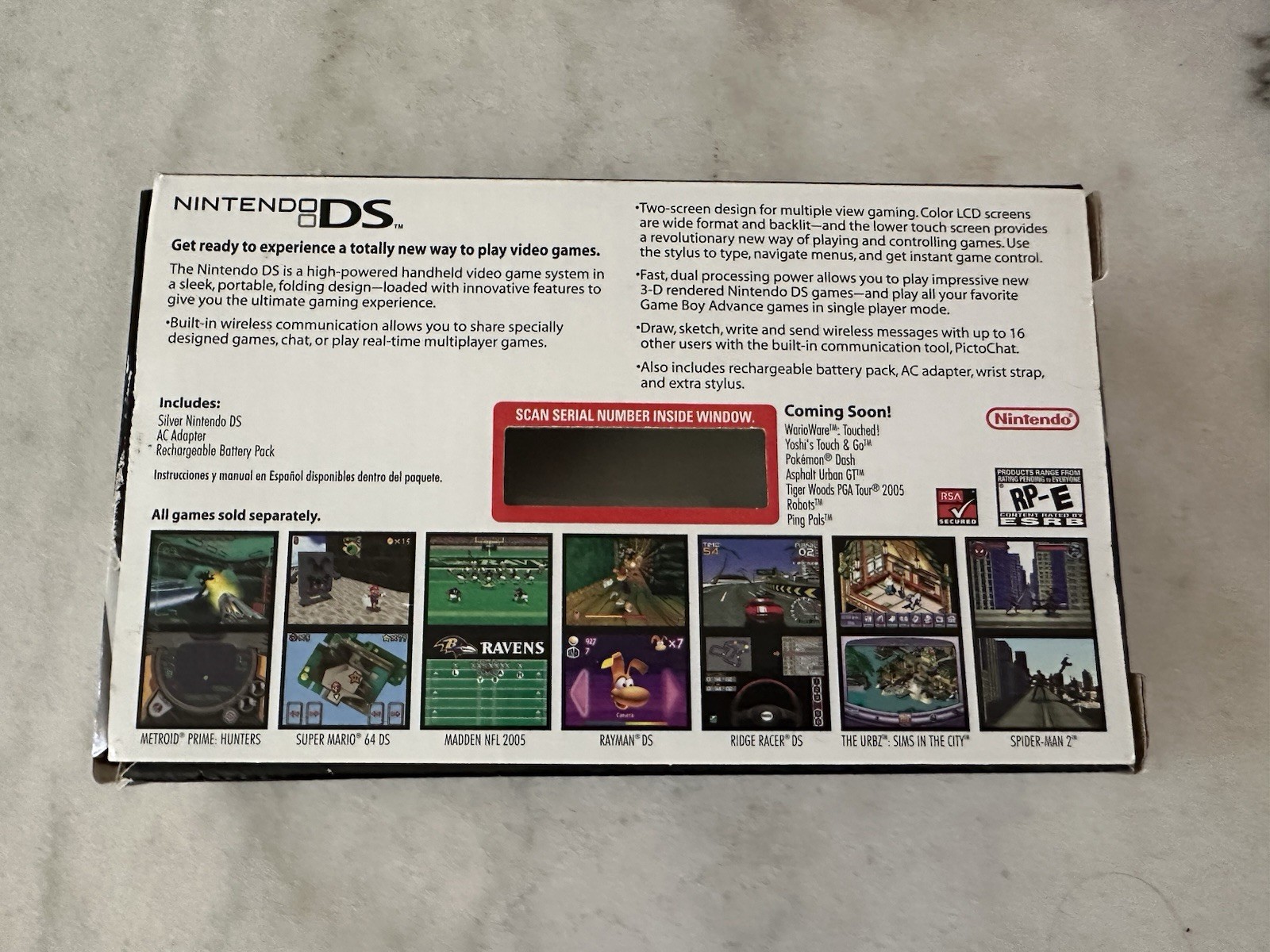 Nintendo DS Box Only Titanium No Console With AC Adapter