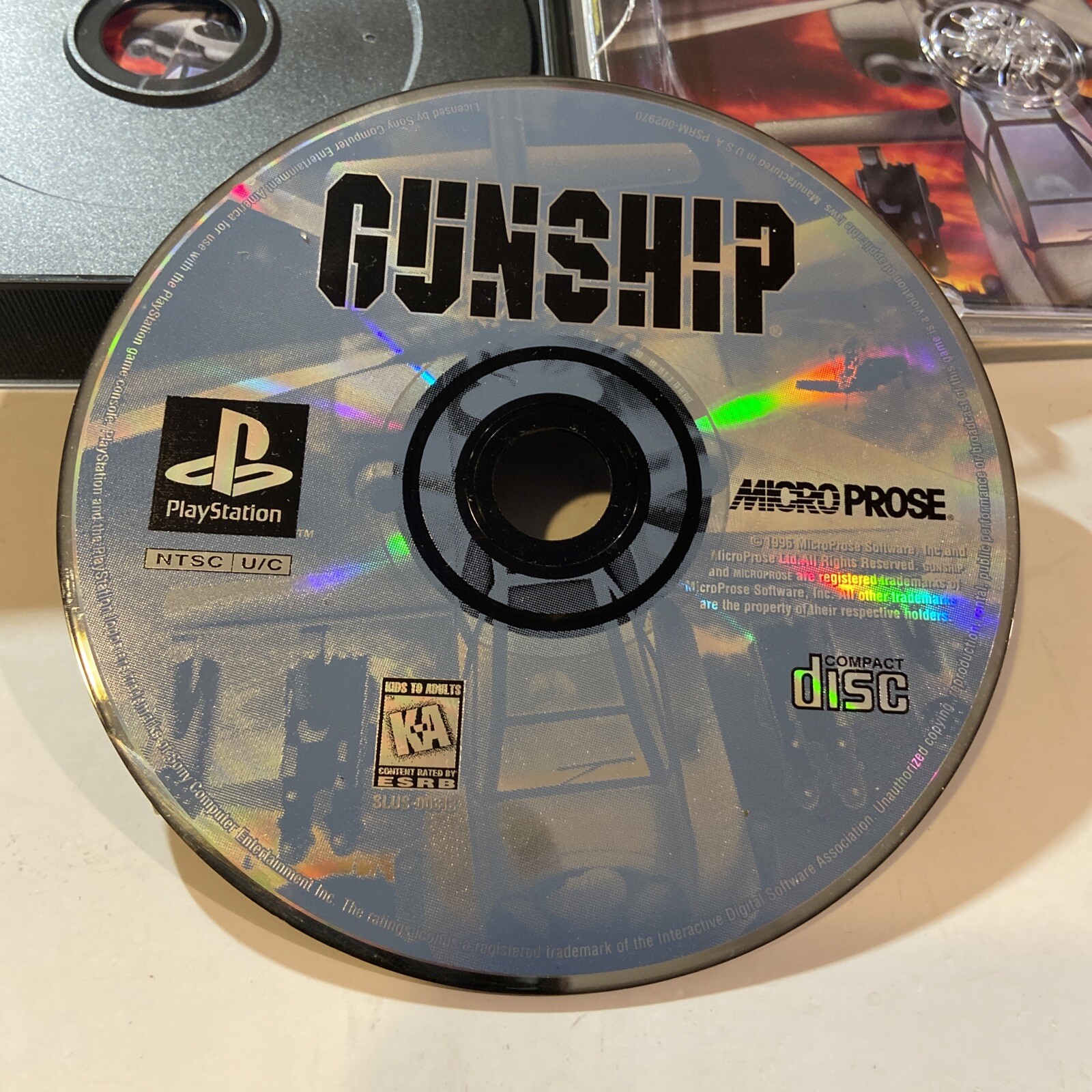 GUNSHIP GAME W/ CASE & MANUAL (SONY PLAYSTATION 1996)