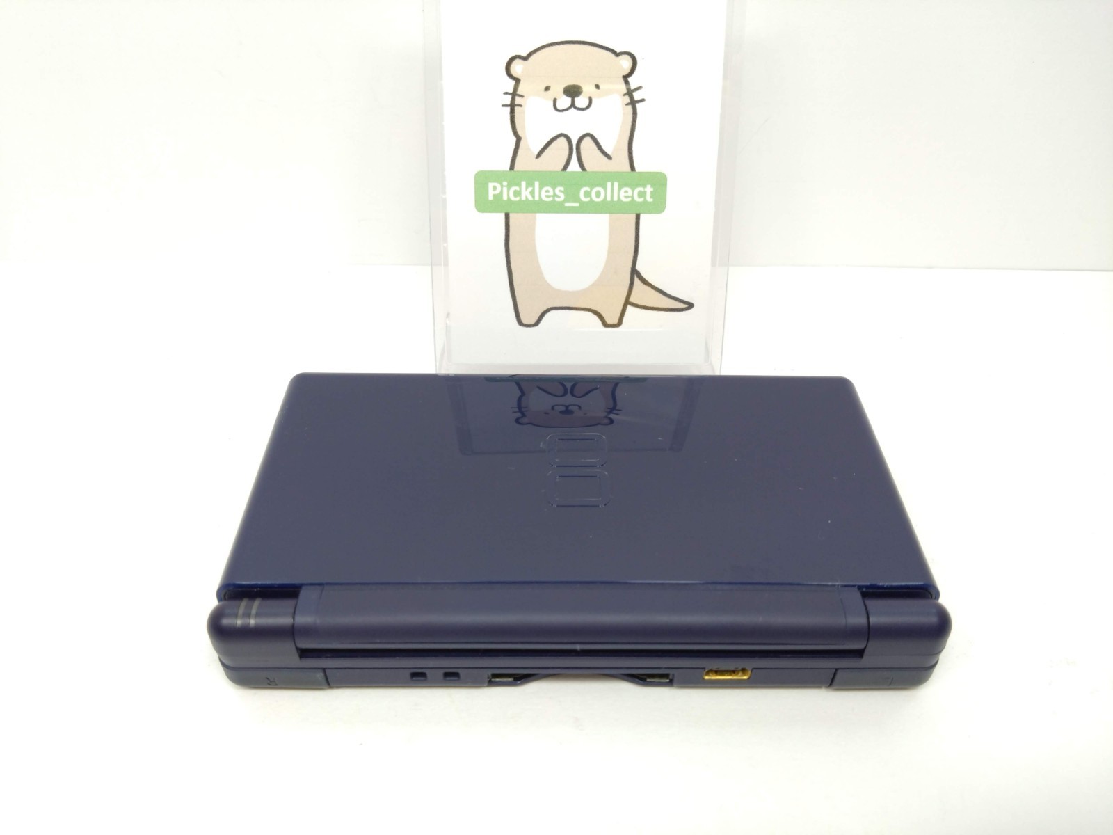 DS Lite Enamel Navy USG-001 w/GBA Connect Cover Tested Nintendo DS 0624A