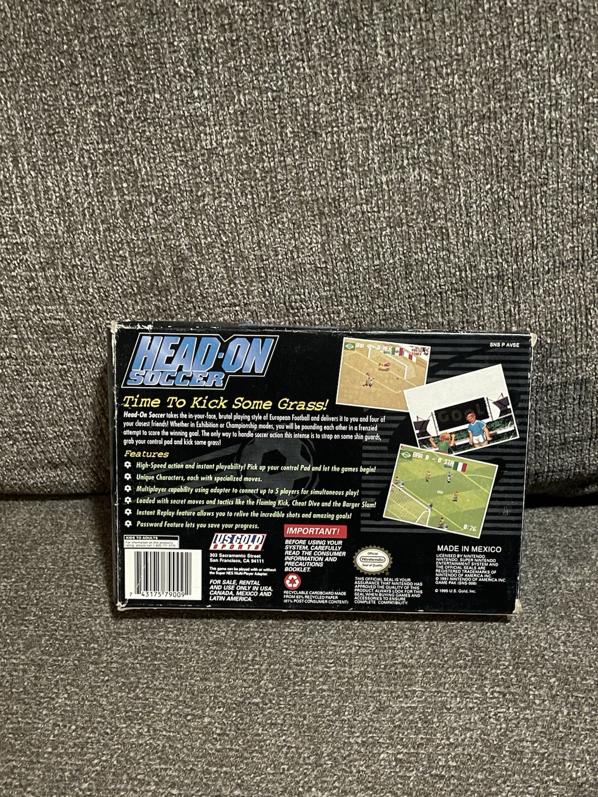 Head-ON Soccer (SNES) Super Nintendo US Gold 1995