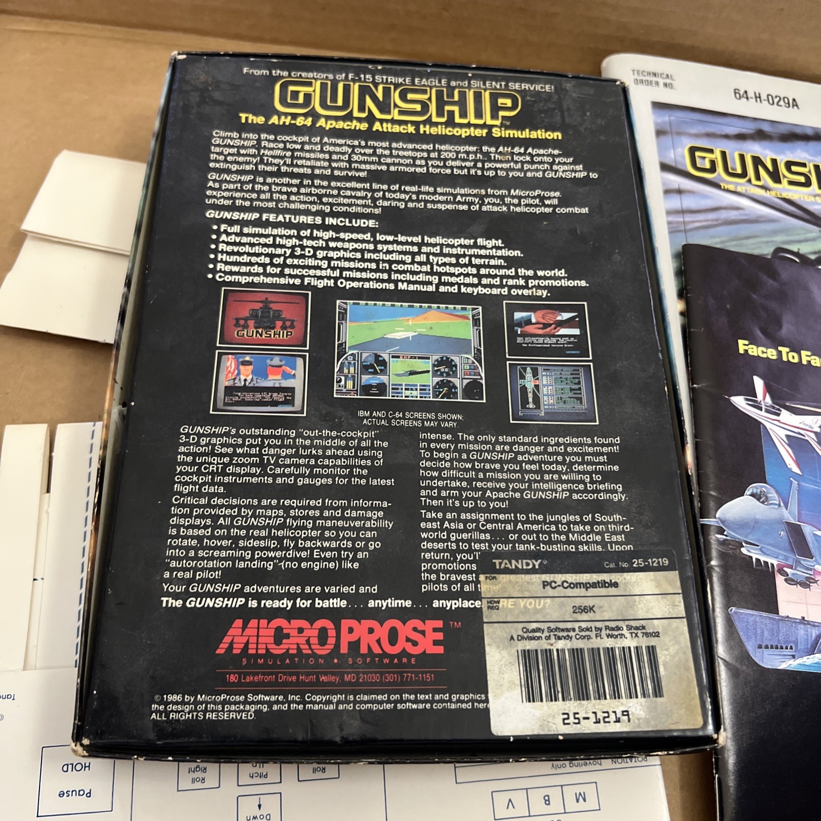 Gunship Microprose IBM PC/XT/AT Big Box – Complete in Box see photos