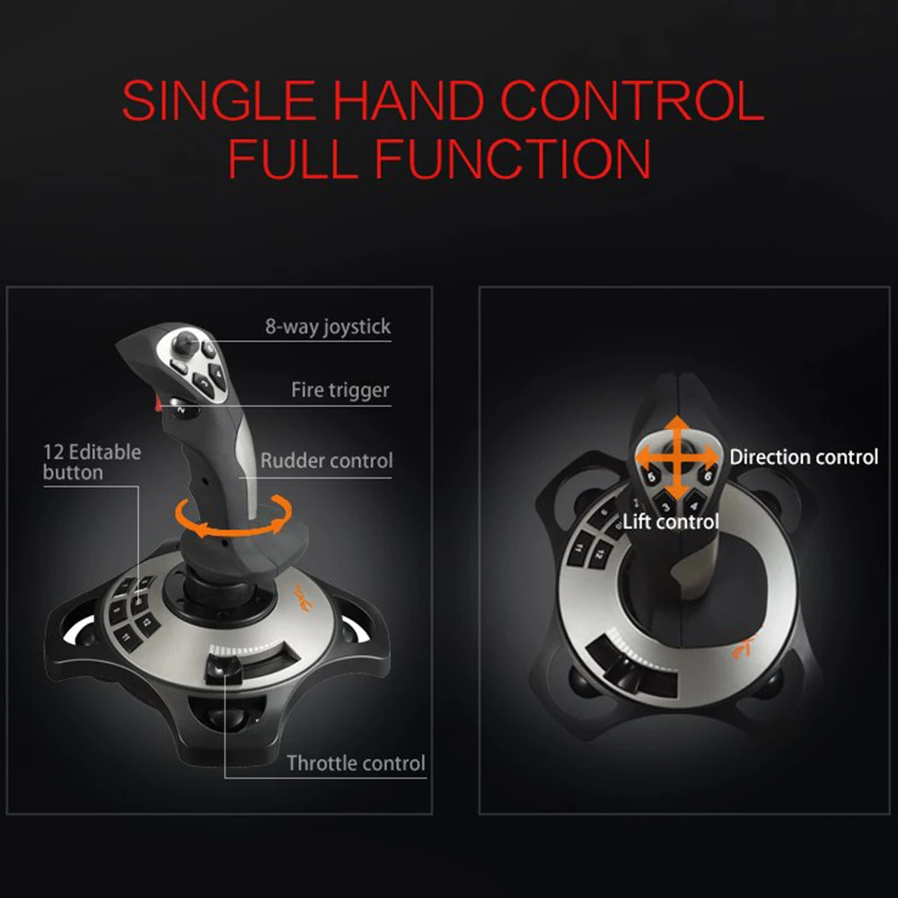 PXN-2113 Pro Flight Simulator Joystick USB Game Controller for PC Desktop