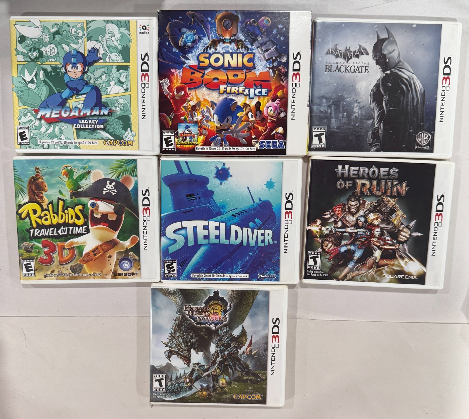Nintendo 3DS – 7 Game Lot – Sonic Boom Fire & Ice, Batman Arkham Origins, MH3