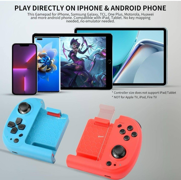 Portable Easy to Use Gaming Controller for Android Apple Phone/Tablet/PC/XBOX/NS