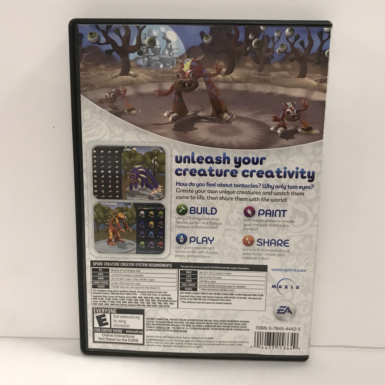 Spore creature creator PC DVD-ROM UNLEASH YOUR CREATURE CREATIVITY Game EA