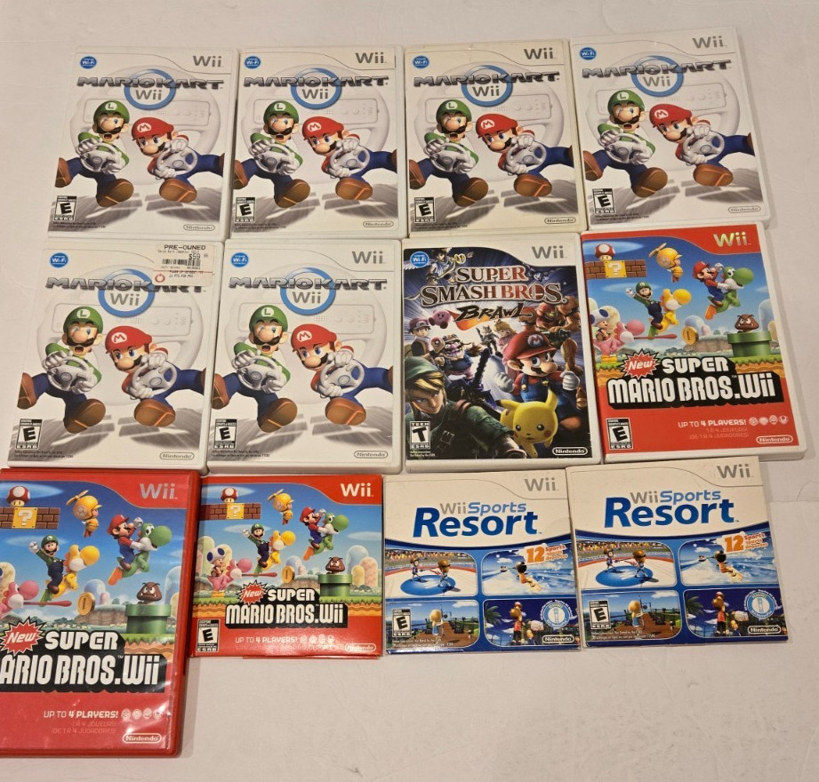 Nintendo Wii Case Lot Mario Kart, Mario Bros, & More CASE ONLY NO GAME OR MANUAL