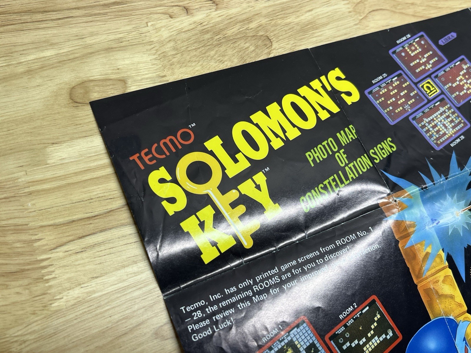 Tecmo Solomon’s Key NES Photo Map Poster Nintendo 1987 Fold Out Insert