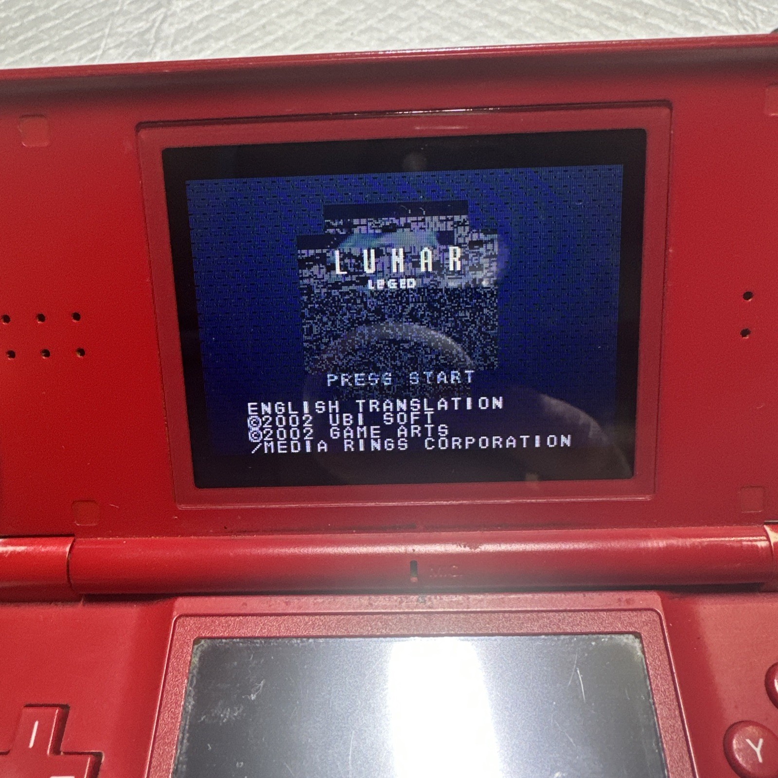 Nintendo DS Lite Mario Edition Console w/ Charger & GBA WORKS! BAD HINGE!