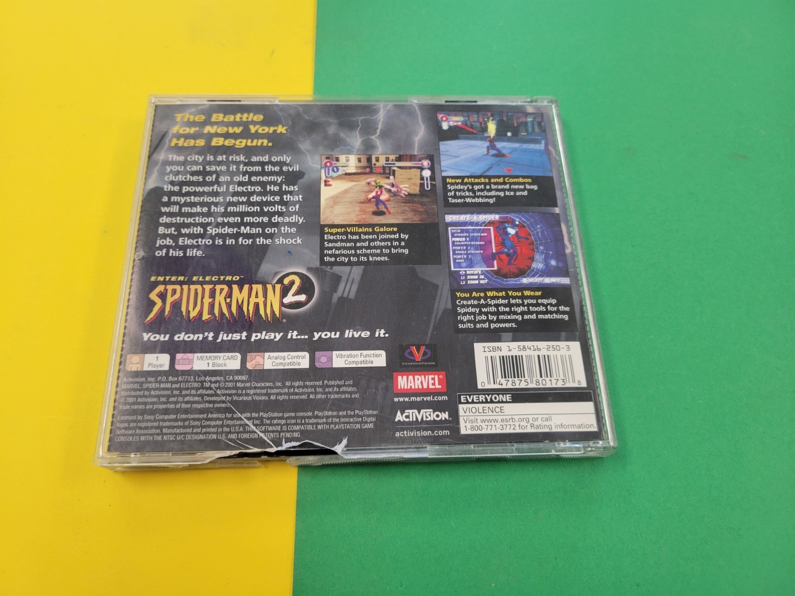Spider-Man 2 — Enter: Electro (Sony PlayStation 1, 2001) Case And Manual Only