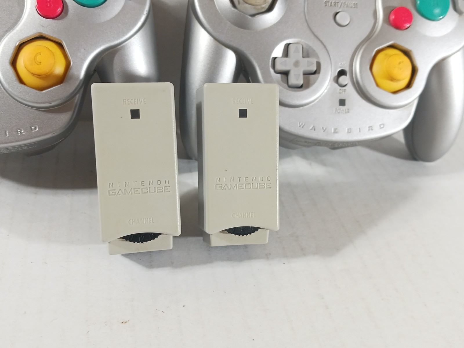 Nintendo Gamecube Wavebird Wireless Controller With Receivers Platinum Lot Set