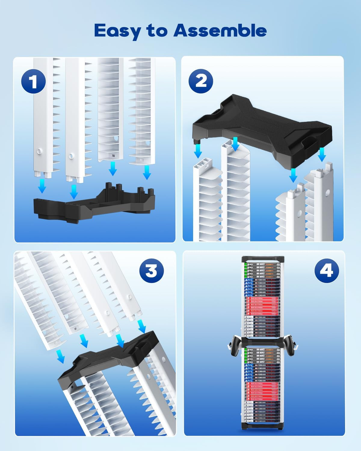 Video Game Storage Tower for PS5/ PS4/ PS3/ PS2/ Psp/Xbox One/Xbox 360 A