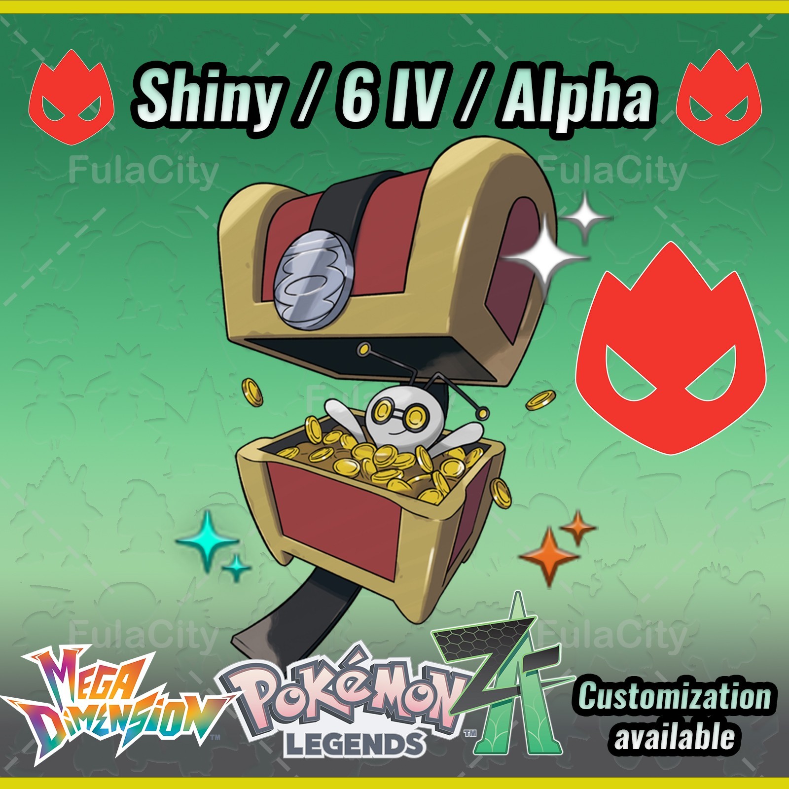 Gimmighoul ❗❗❗ Alpha Shiny ❗❗❗ Pokemon Legends ZA ⚫ 6 IV 🟢 @ Any item