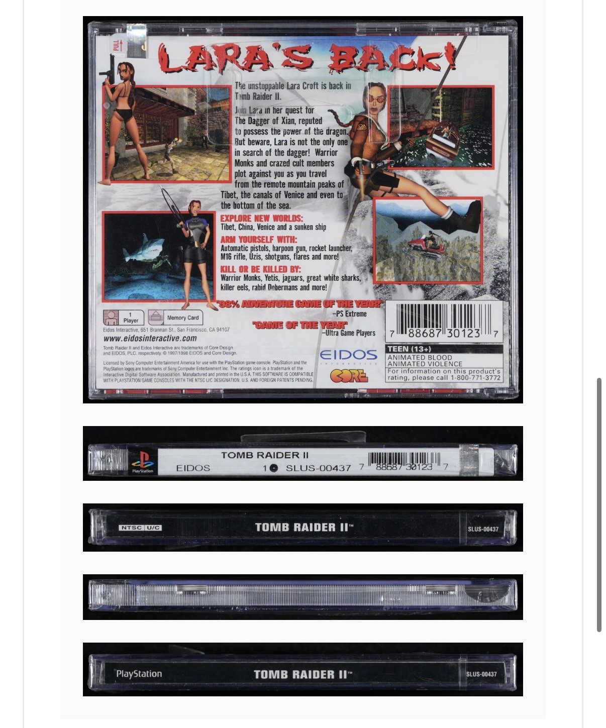 Tomb Raider II 2 (PlayStation 1, Ps1) PSA 9.6 A Black Label Sealed 1st Print CGC