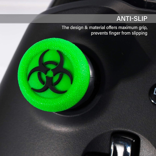 FPS Thumbstick Extender & 3D Texture Rubber Silicone Grip Cover 2 bio green