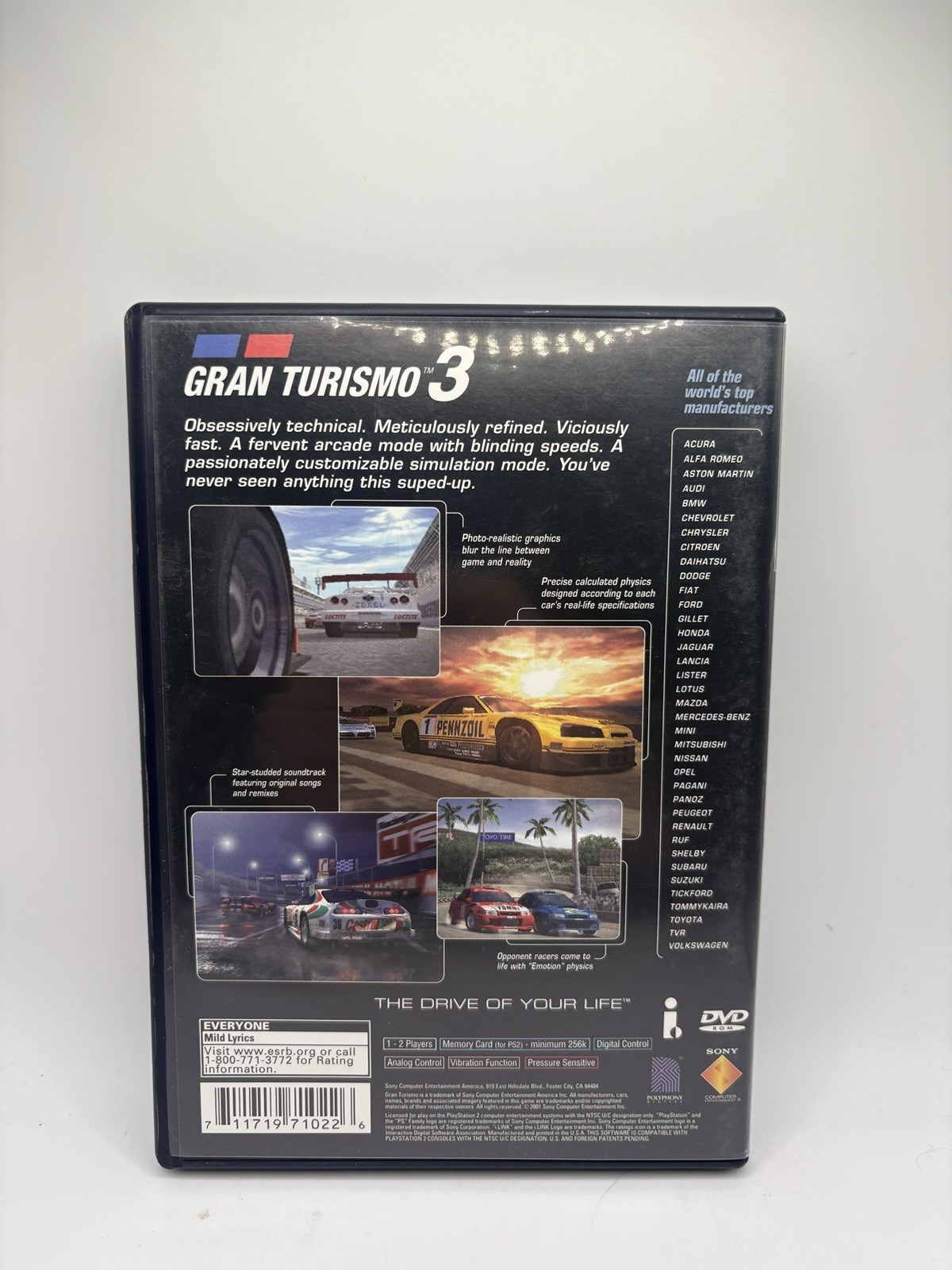 Gran Turismo 3 A-spec Grand Sony PlayStation 2 PS2 Complete Tested Black label