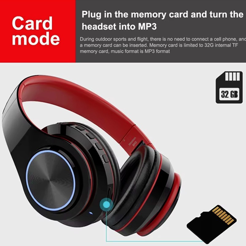 Wireless Foldable Bluetooth Headset Noise Cancellation TF Memory Card for iPhone