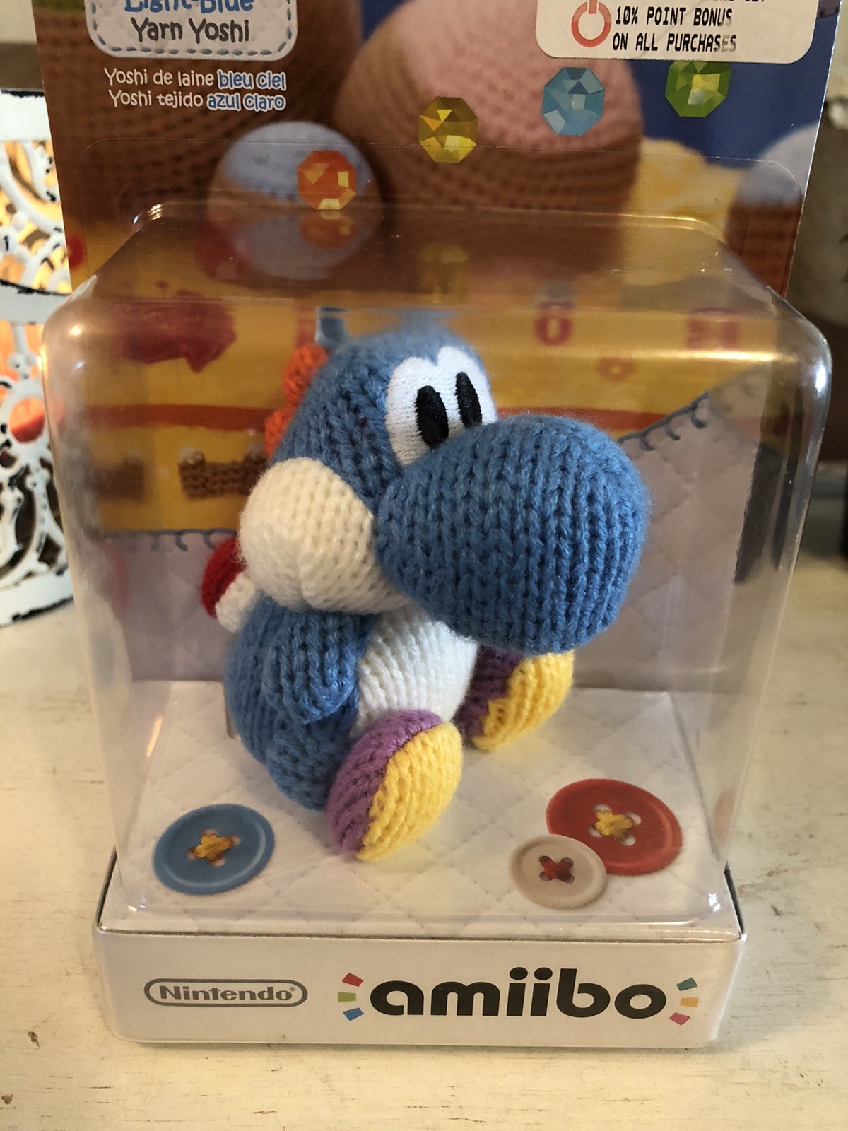 Nintendo Amiibo Light-Blue Yarn Yoshi Wii U & Nintendo 3DS Yoshi’s Wooly World