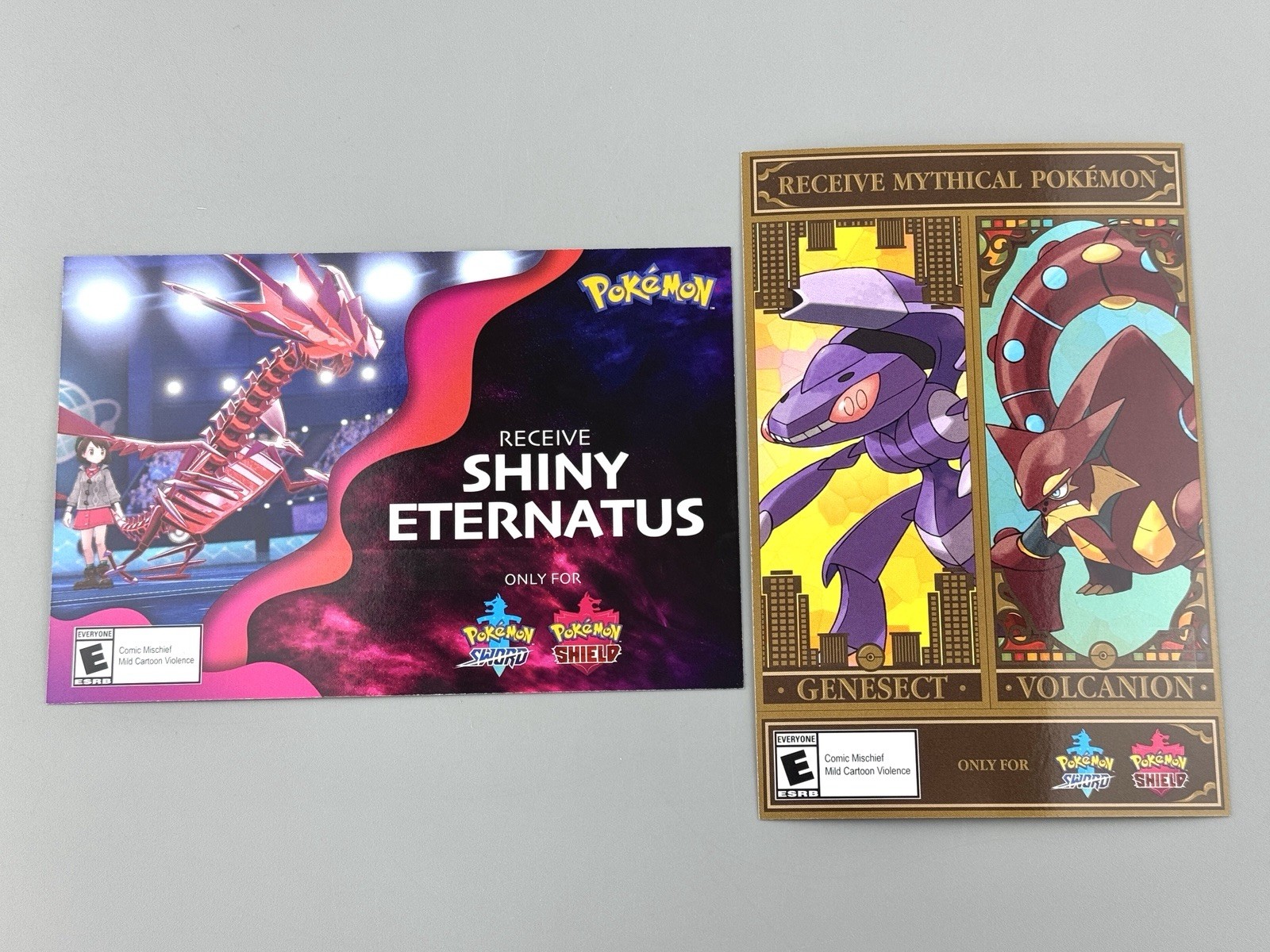 Pokémon Sword Shield Shiny Eternatus Genesect Volcanion UNSCRATCHED CODE EXPIRED